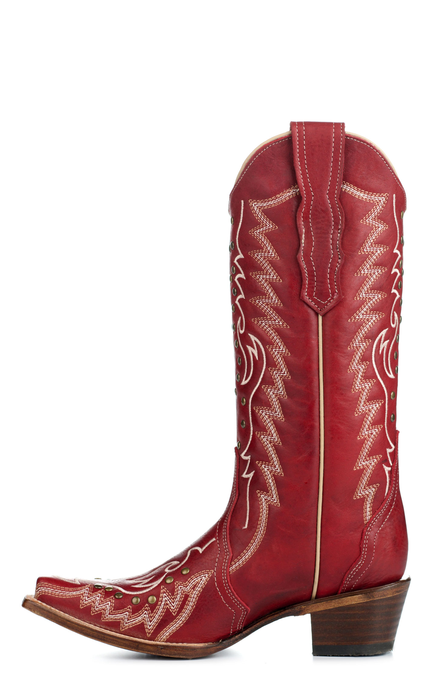 Circle G by Corral Women's Red with Studs Snip Toe Cowboy Boots - Image 1