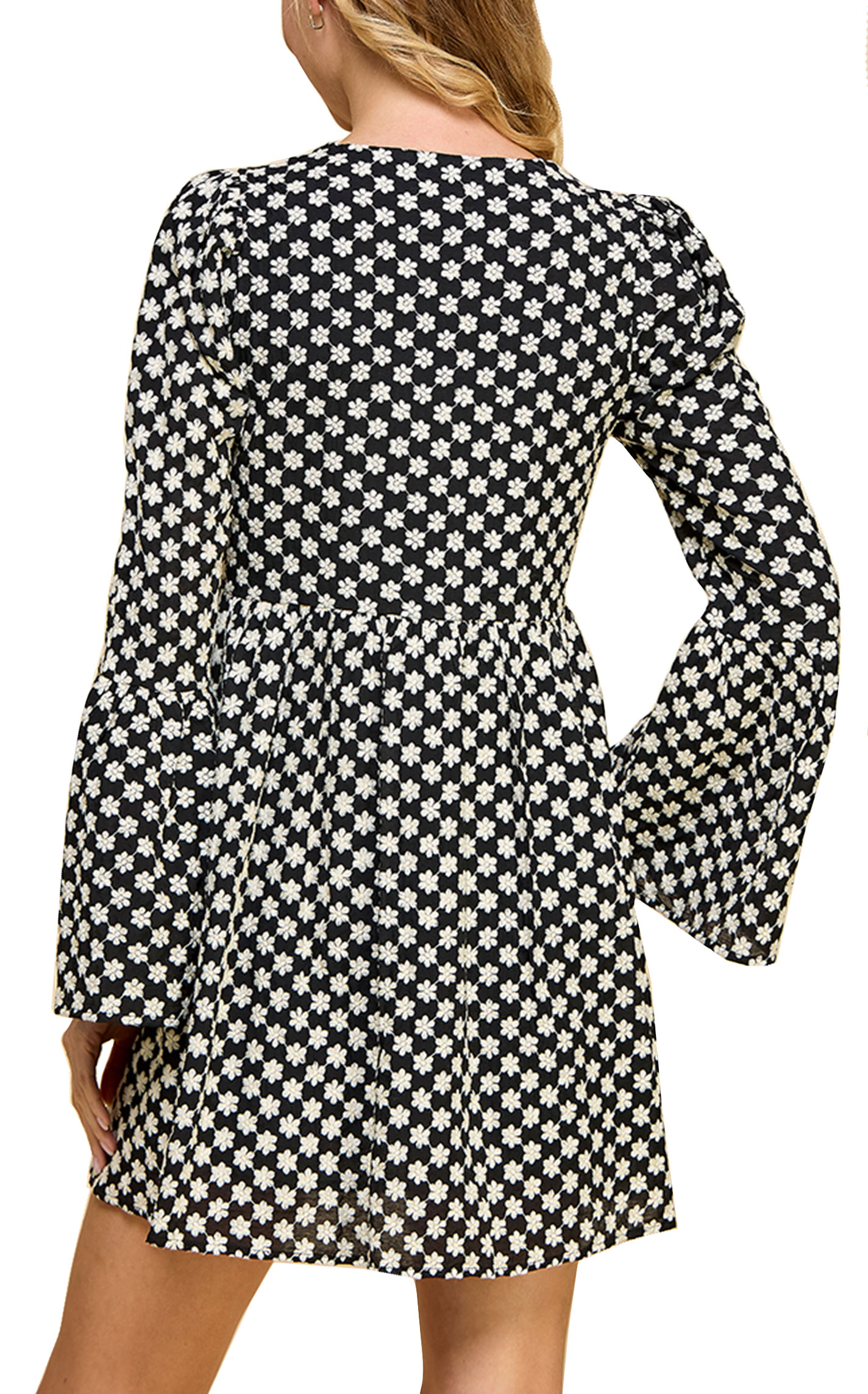TCEC Women's Black & White Floral Embroidered Dress - Image 1