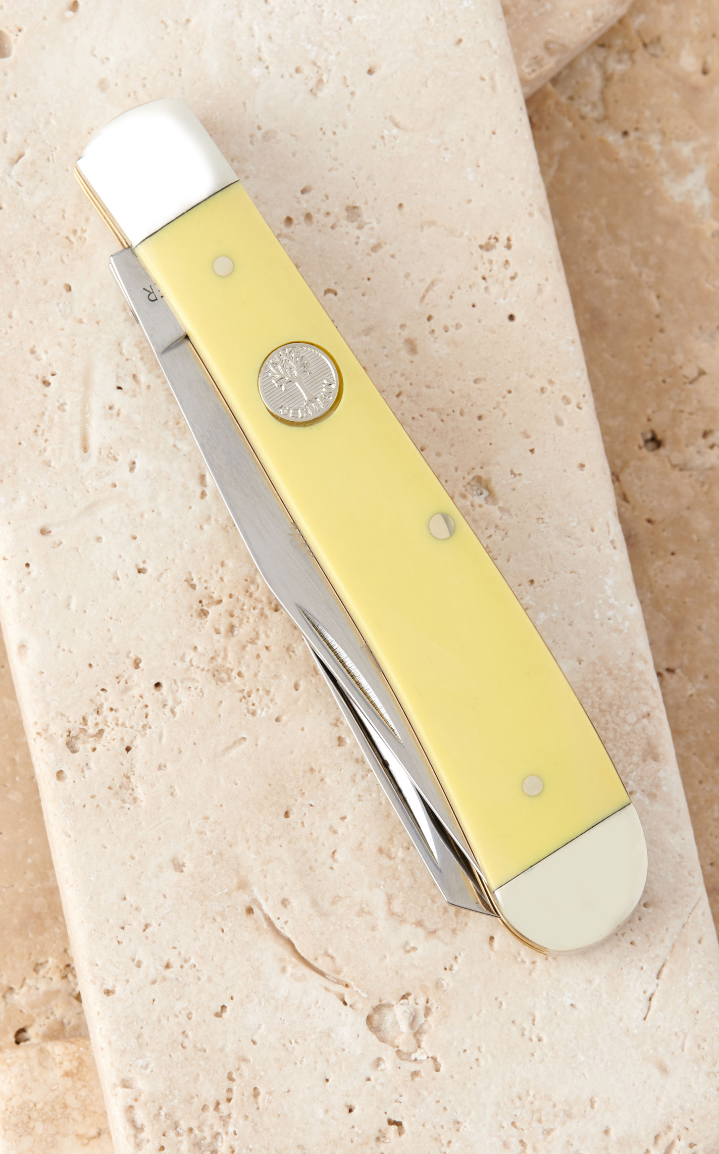 Tree Brand by Boker Traditional Series Smooth Lemon Yellow Delrin Handle Trapper Pocket Knife - Image 3