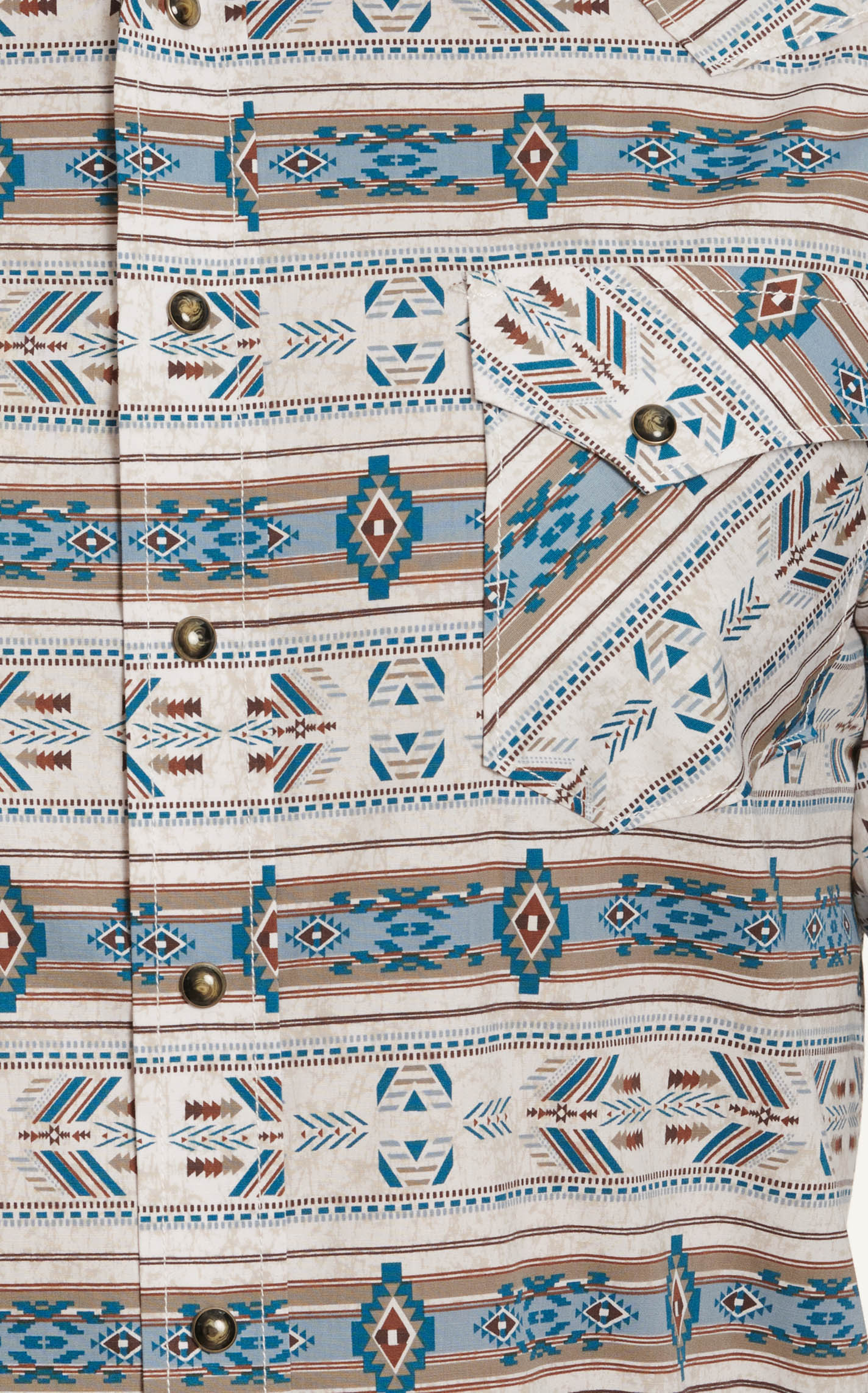 Panhandle Men's Rough Stock Aegean Blue & Taupe Aztec Western Shirt - Image 1