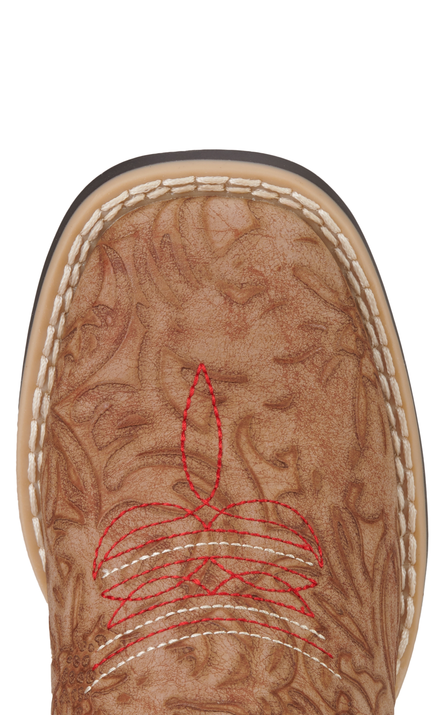 Twister Girls' Avery Tan Floral and Leopard Print Square Toe Cowboy Boots - Image 1