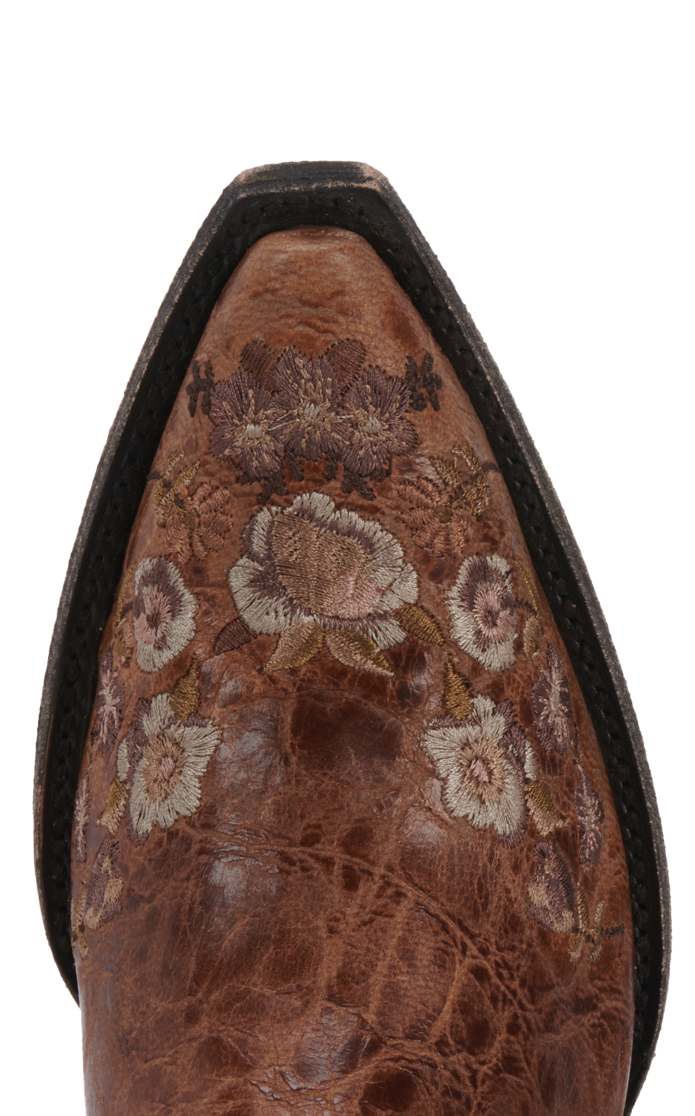 Cavender's Women's Brown with Floral Embroidery Snip Toe Cowboy Boots - Image 1