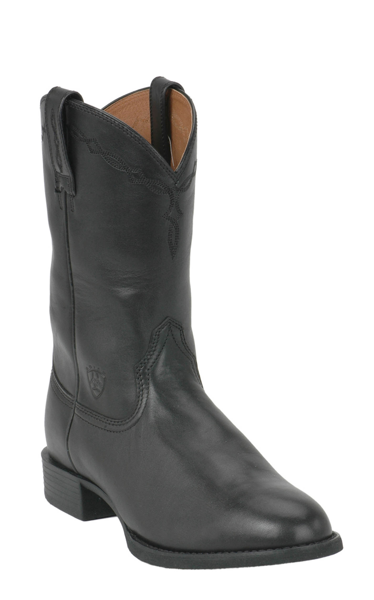 Ariat Men's Black Heritage Leather Roper Boots - Image 1