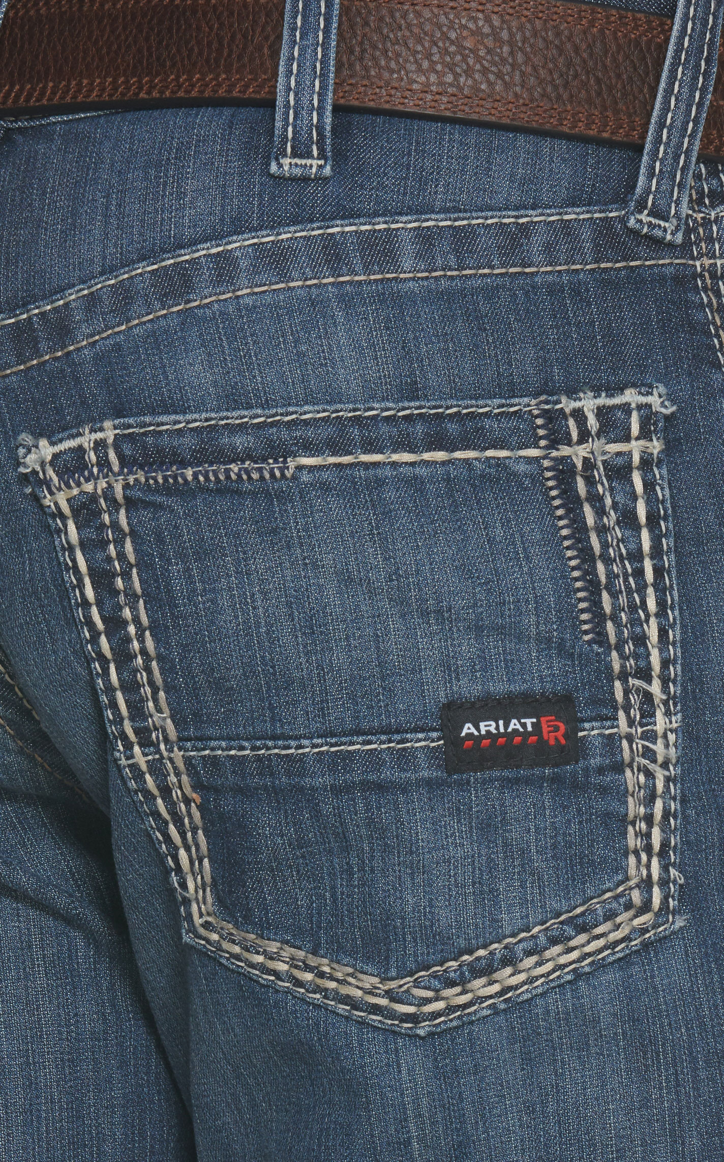 Ariat Men's FR M4 Boundary Medium Wash Stretch Duralight Relaxed Fit Boot Cut Work Jeans - Image 1