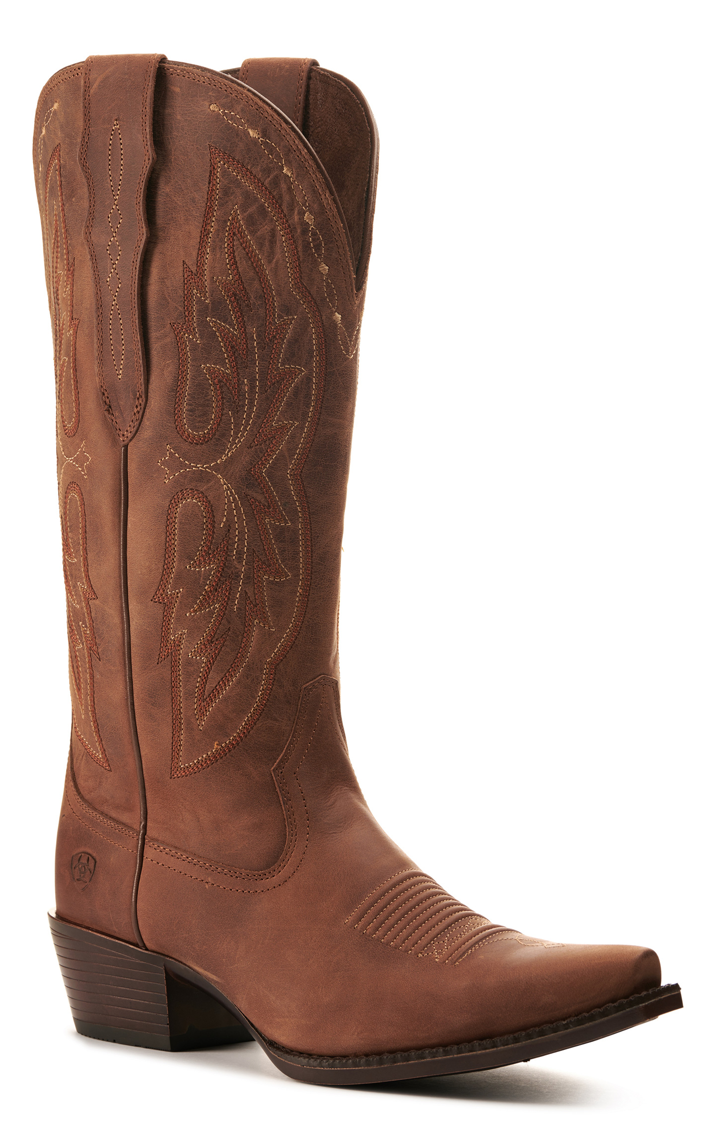 Ariat Women's Heritage Distressed Brown Bantamweight StretchFit Wide Calf Snip Toe Cowboy Boot - Image 1