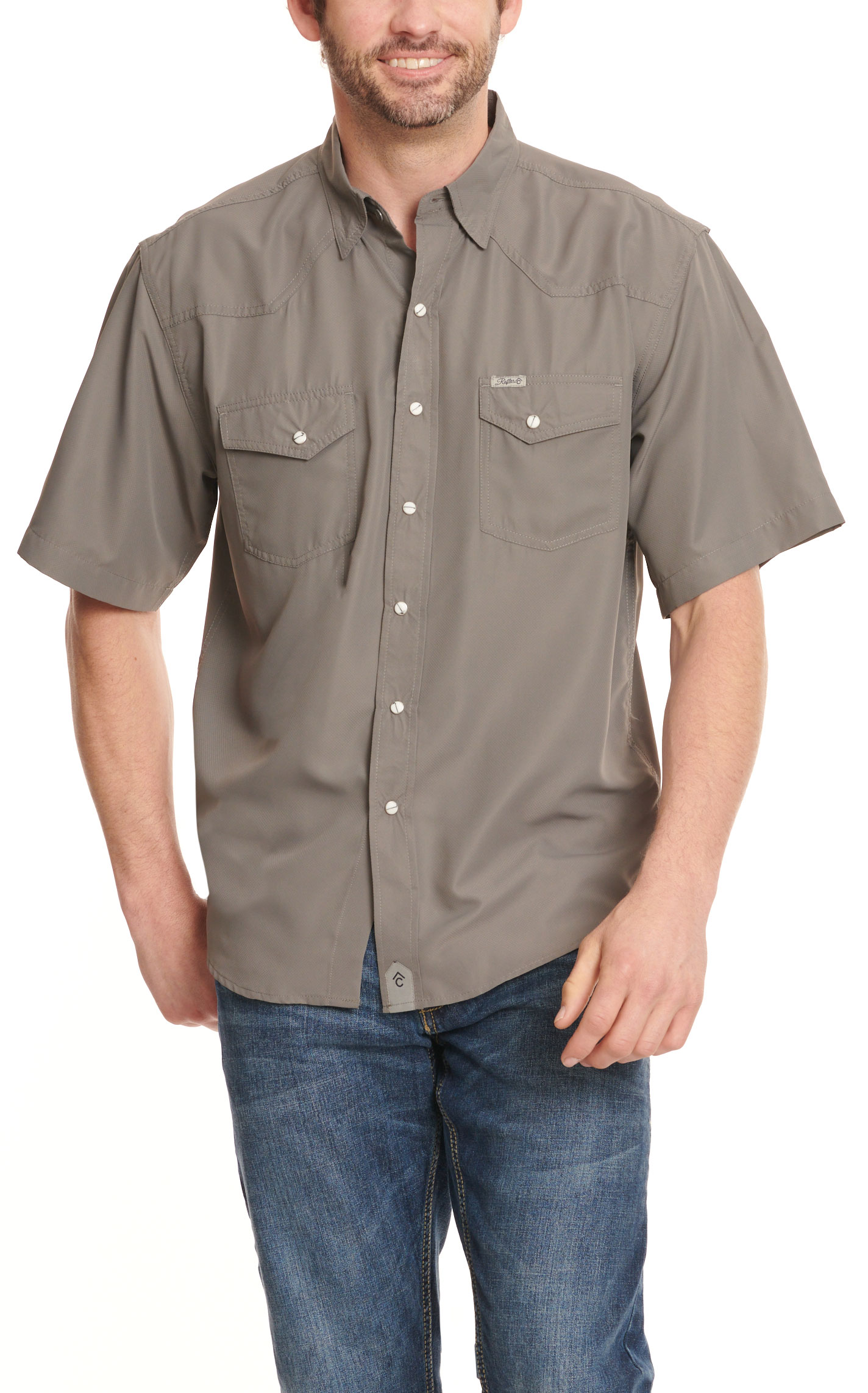 Rafter C Outdoors Men's Gray Putty Short Sleeve Fishing Shirt - Image 3