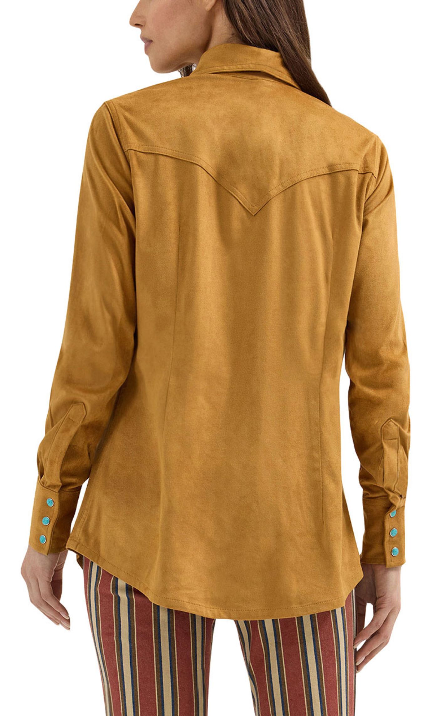 Wrangler & Lainey Wilson Women's Caramel Faux Suede Fringed Top - Image 1