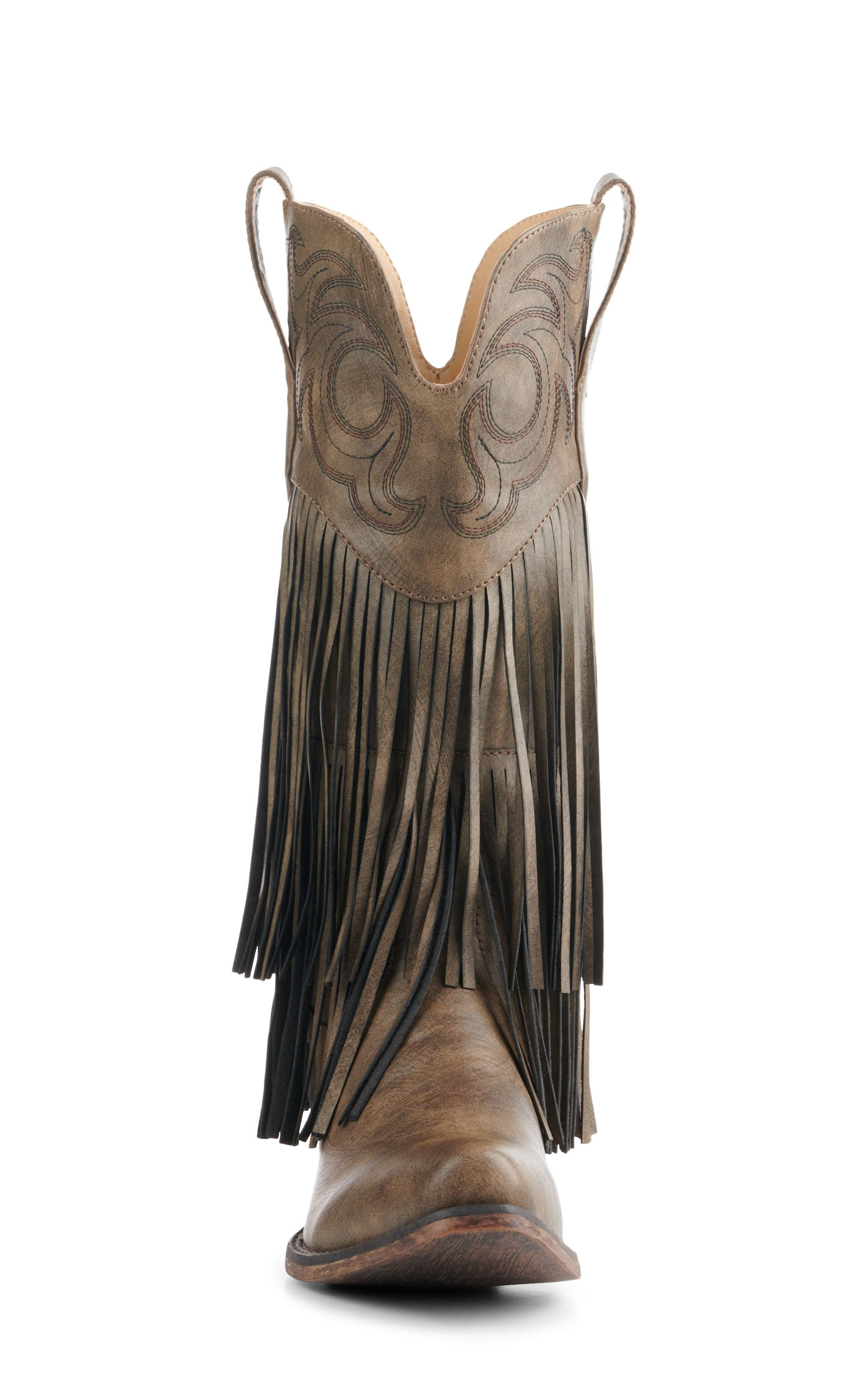 Roper Women's Brown Faux Leather with Fringe Snip Toe Boots - Image 1