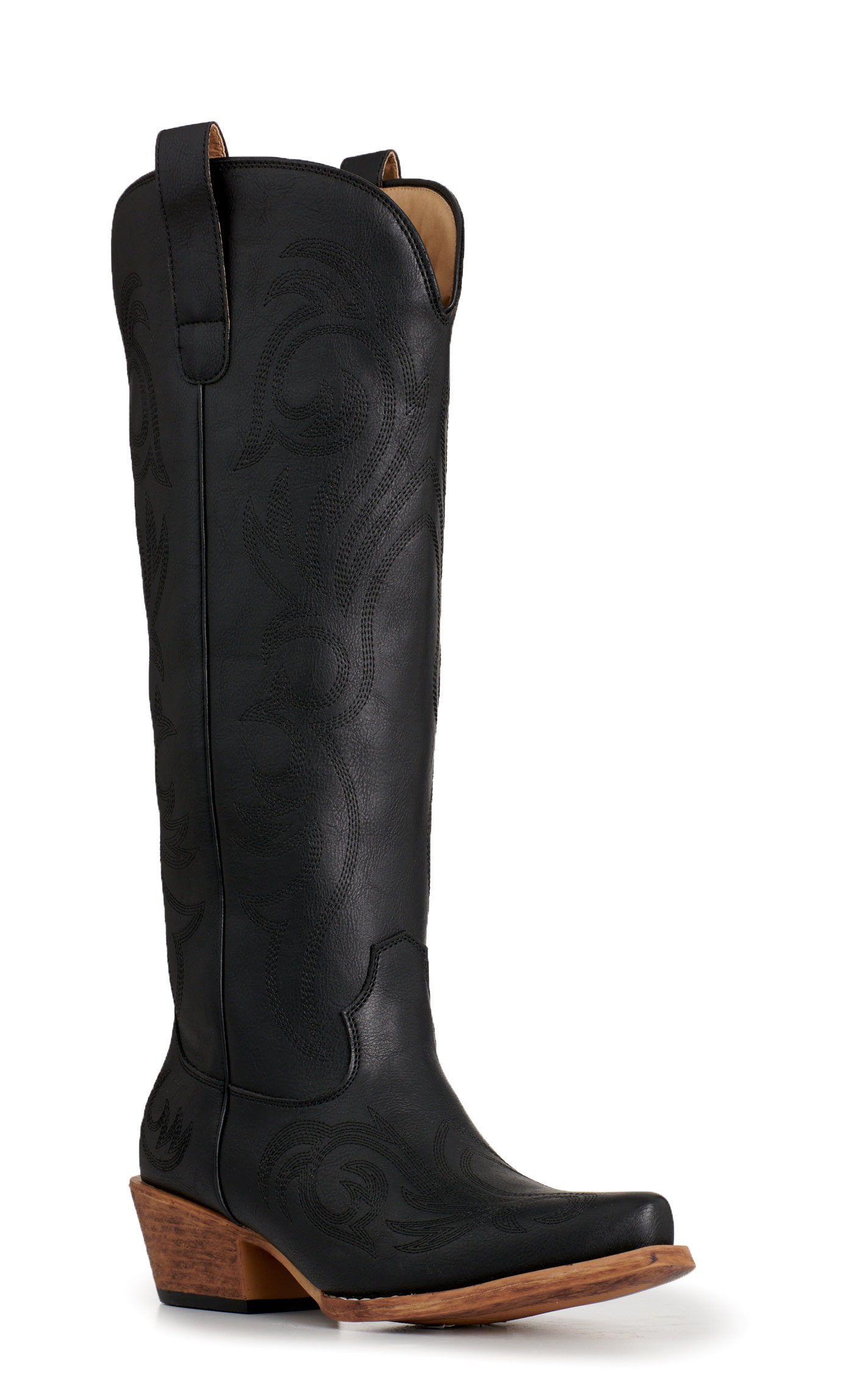 Roper Women's Black Faux Leather Scroll Snip Toe Cowboy Boots - Image 1