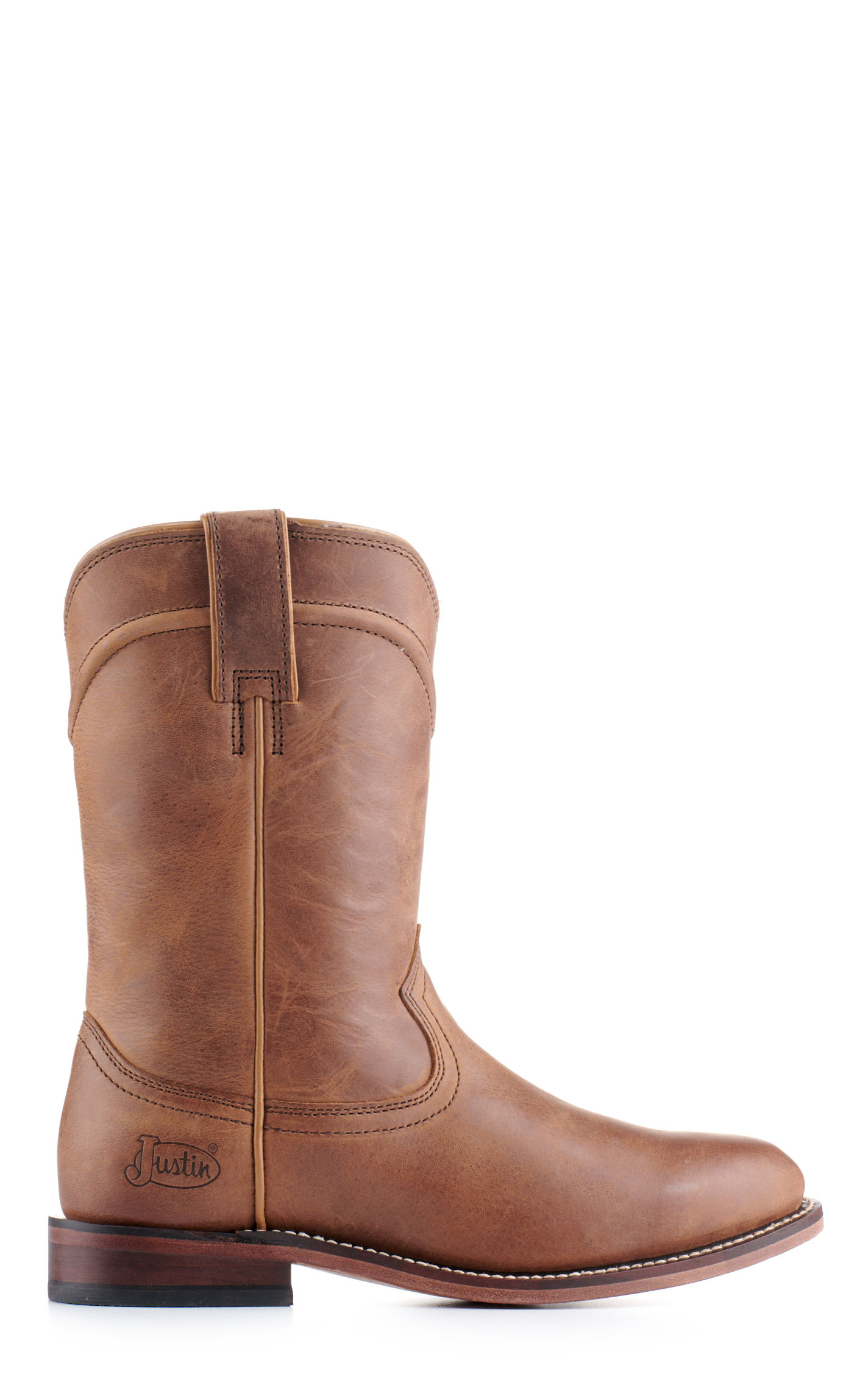 Justin Women's Holland Tan Round Toe Roper Cowboy Boots - Image 1