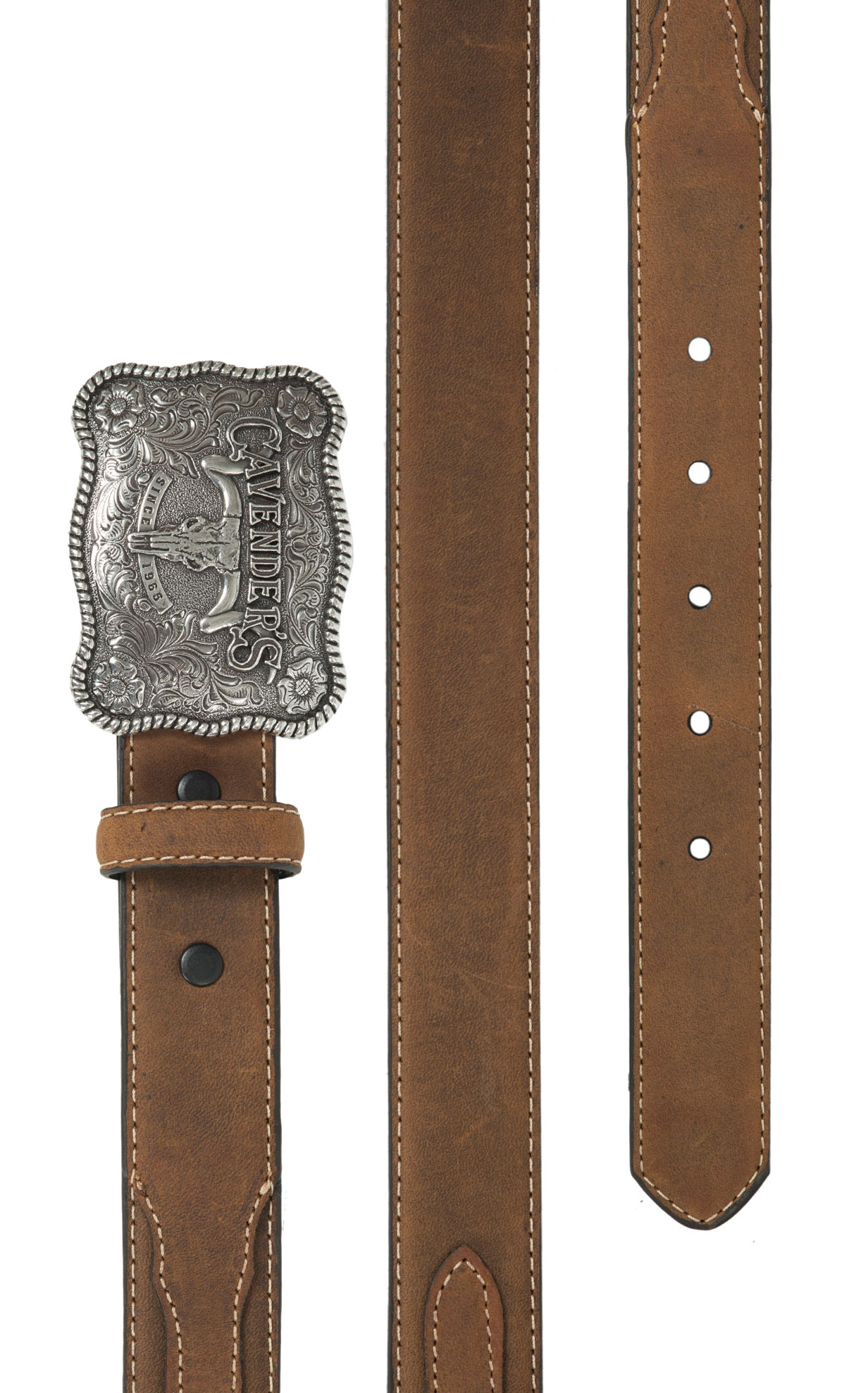 Cavender's Medium Brown Strap Western Belt 9600244 - Image 1