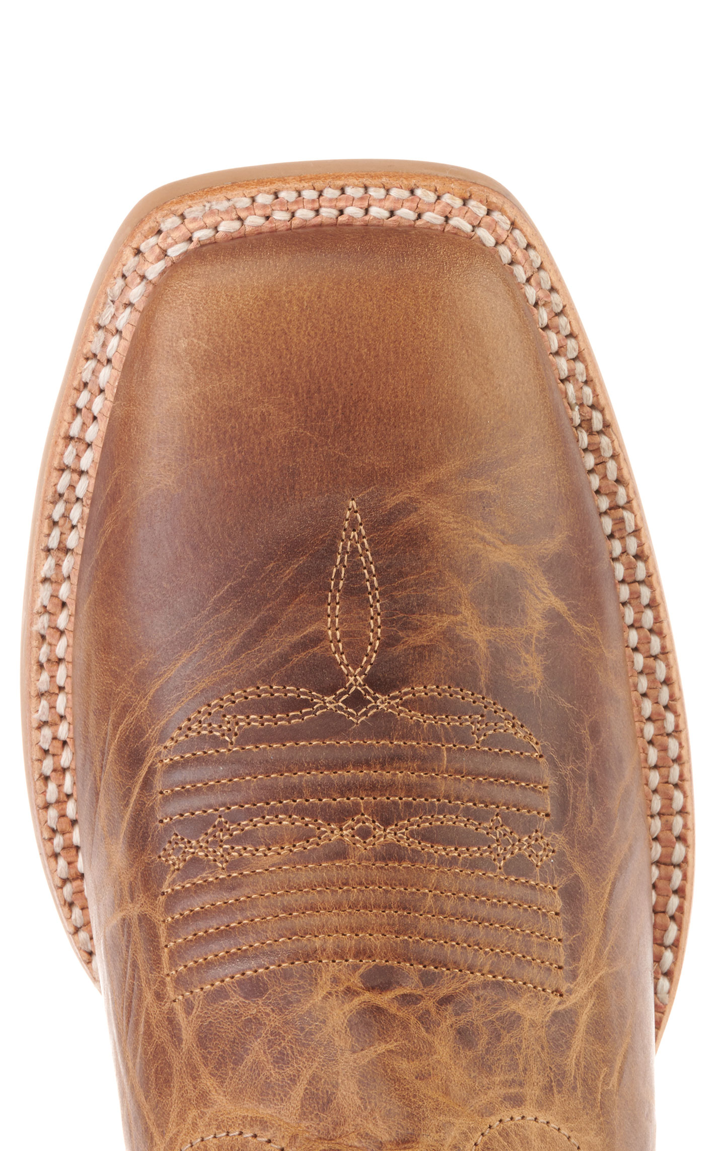 Ariat Men's Real Deal Wheat Brown and Navy Wide Square Toe Buckaroo Cowboy Boots - Image 1