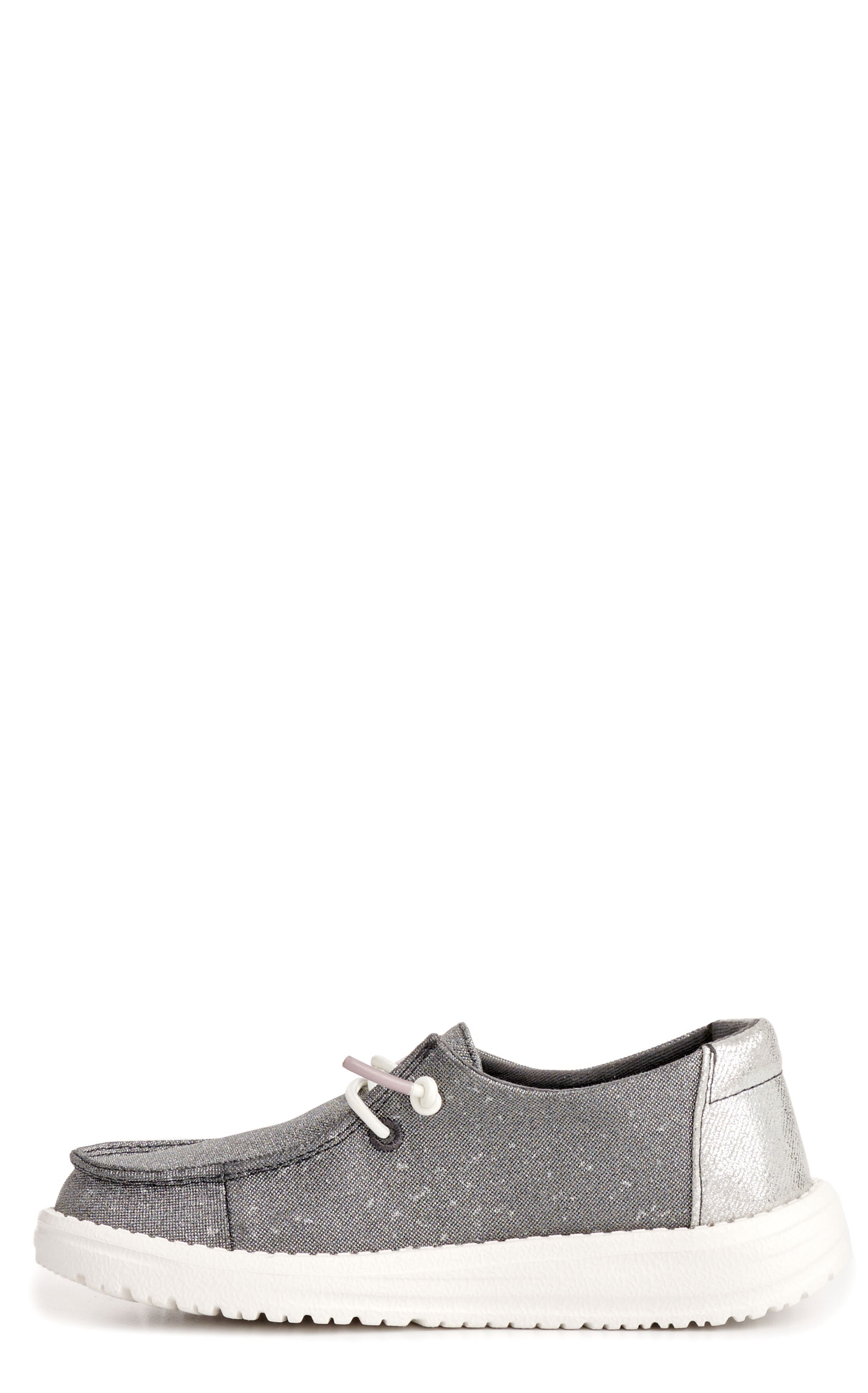 Hey Dude Youth Girls' Wendy Metallic Sparkle Charcoal Moc Toe Lace Up Casual Shoes - Image 1