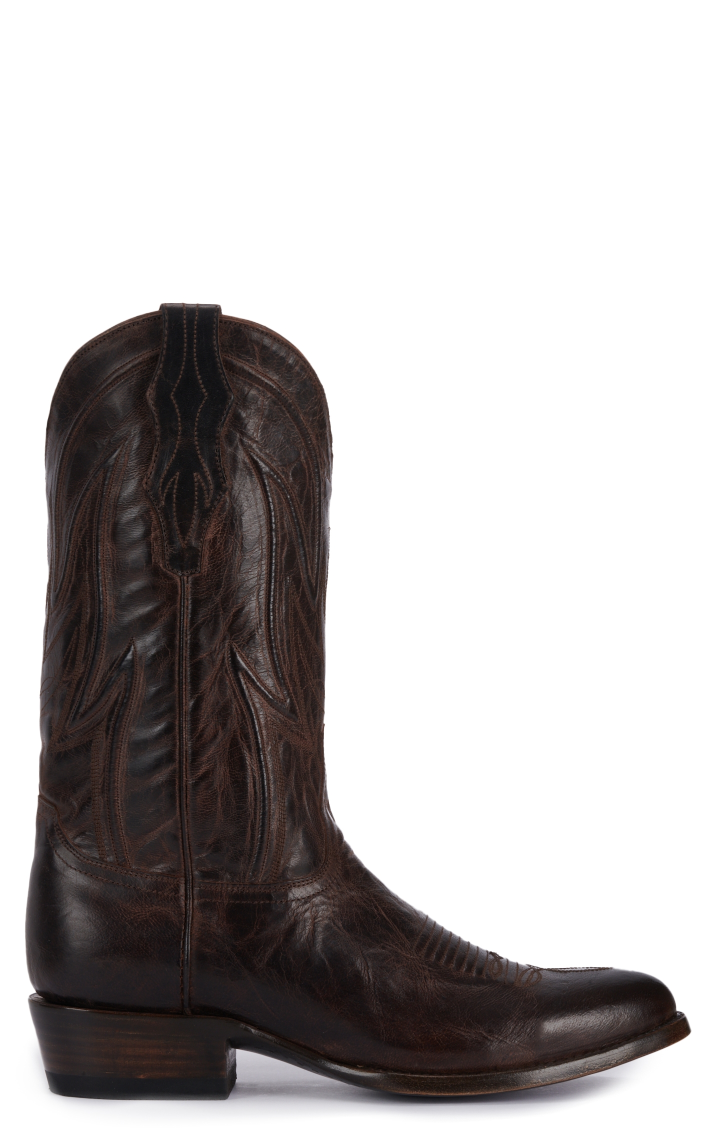 JRC & Sons Men's Colton Mad Dog Goat Leather Round Toe Cowboy Boot in Chocolate Brown - Image 1