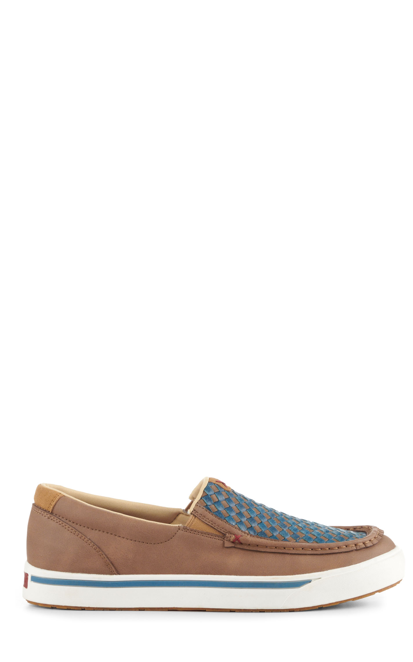 Twisted X Men's Toasted Coconut with Blue Basketweave Insert Moc Toe Slip On Casual Shoes - Image 1