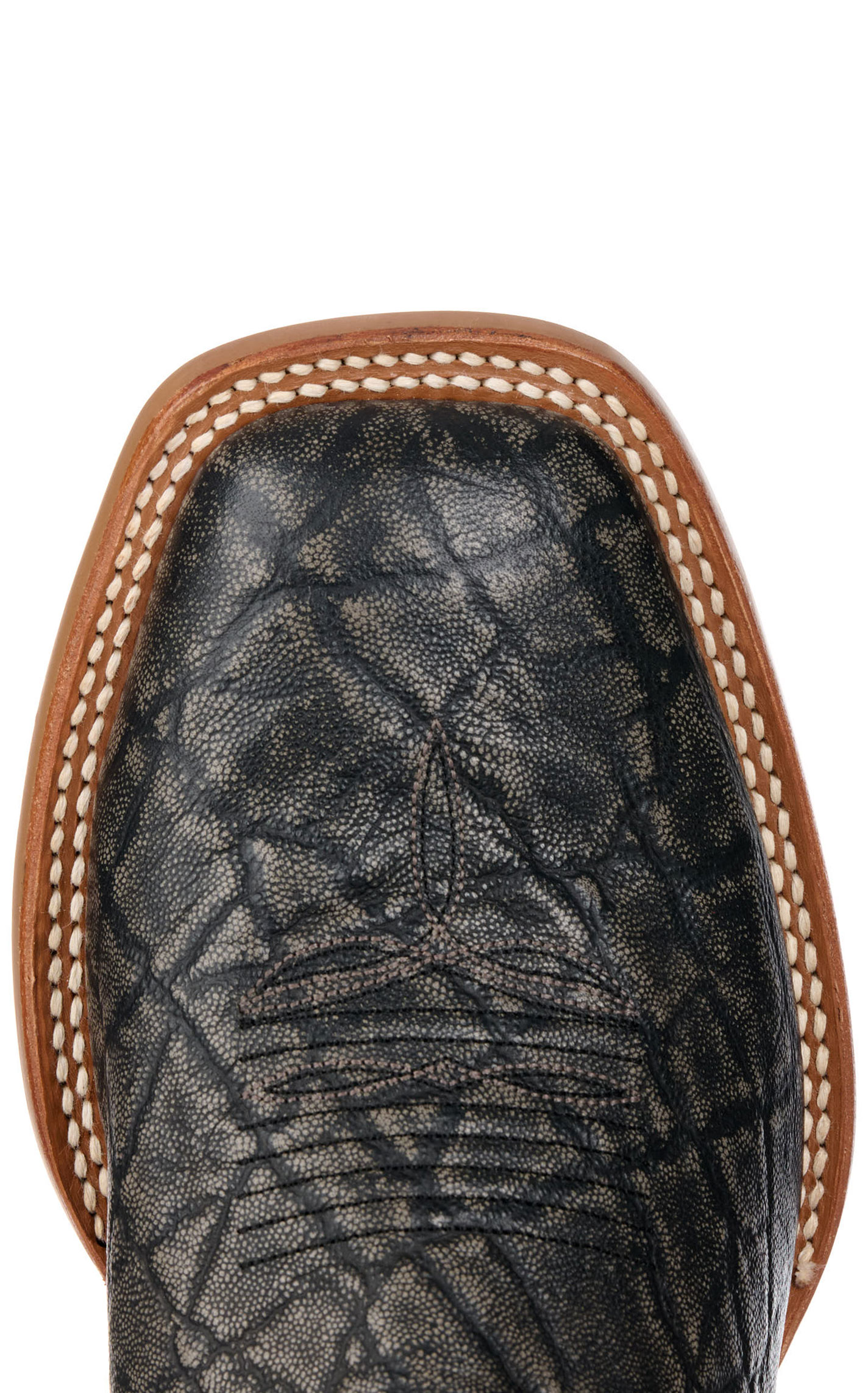 Cavender's Men's Intrepid Dark Gray Elephant Print and Light Gray Wide Square Toe Cowboy Boots - Image 1