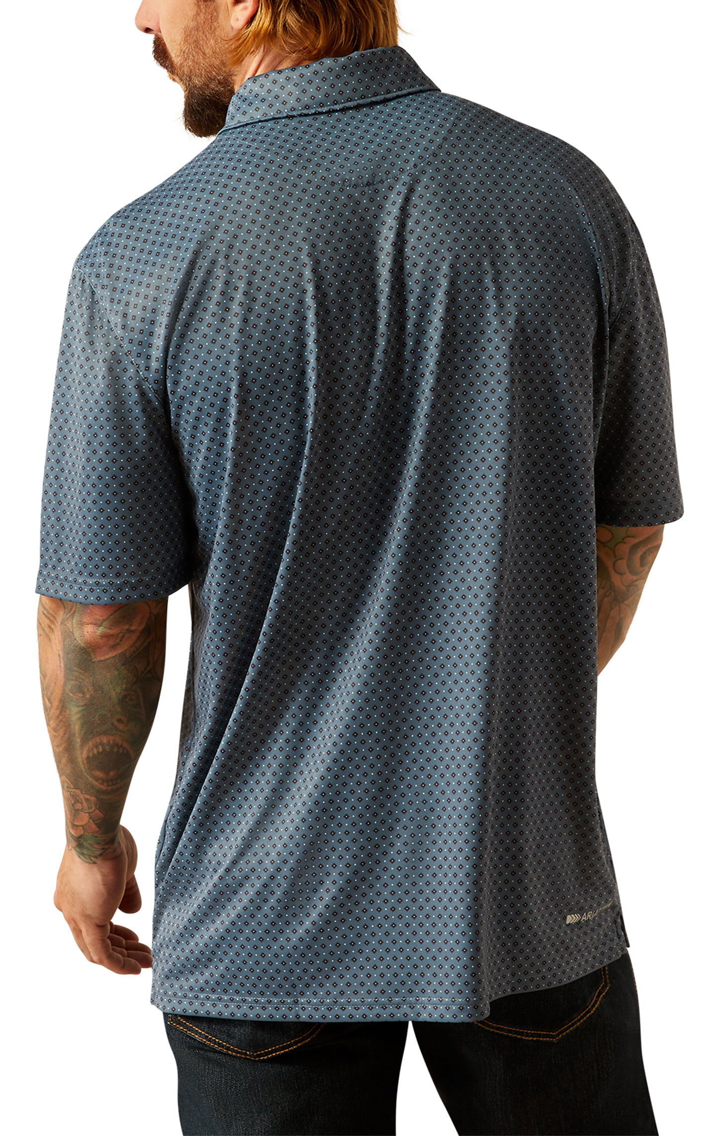 Ariat Men's AriatTEK Charger Newsboy Blue-Gray Geo Polo Shirt - Image 1