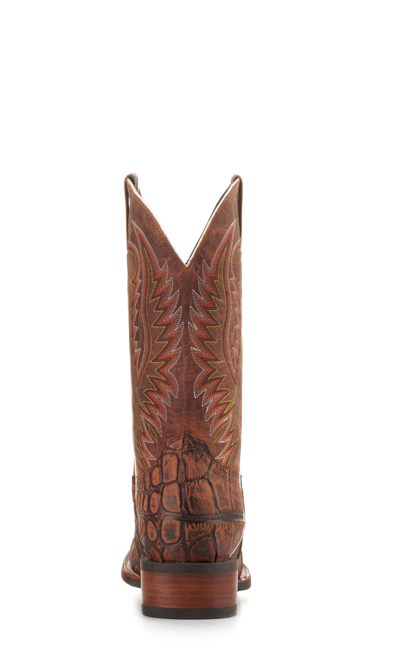 Cavender's Men's Intrepid Honey and Rustic Tan Alligator Print Wide Square Toe Cowboy Boot - Image 1