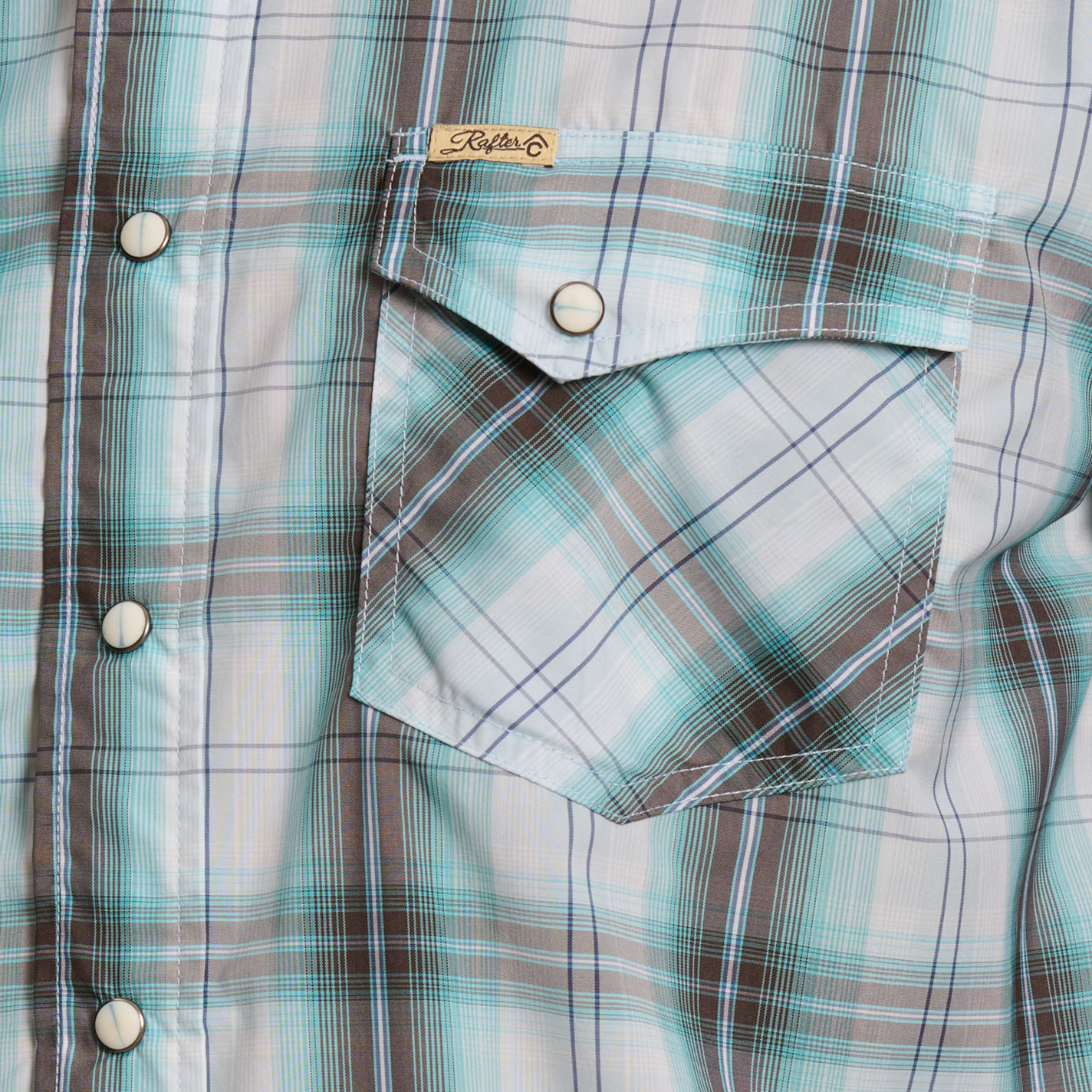 Rafter C Outdoors Men's Chocolate & Sea Green Plaid Fishing Shirt - Image 1