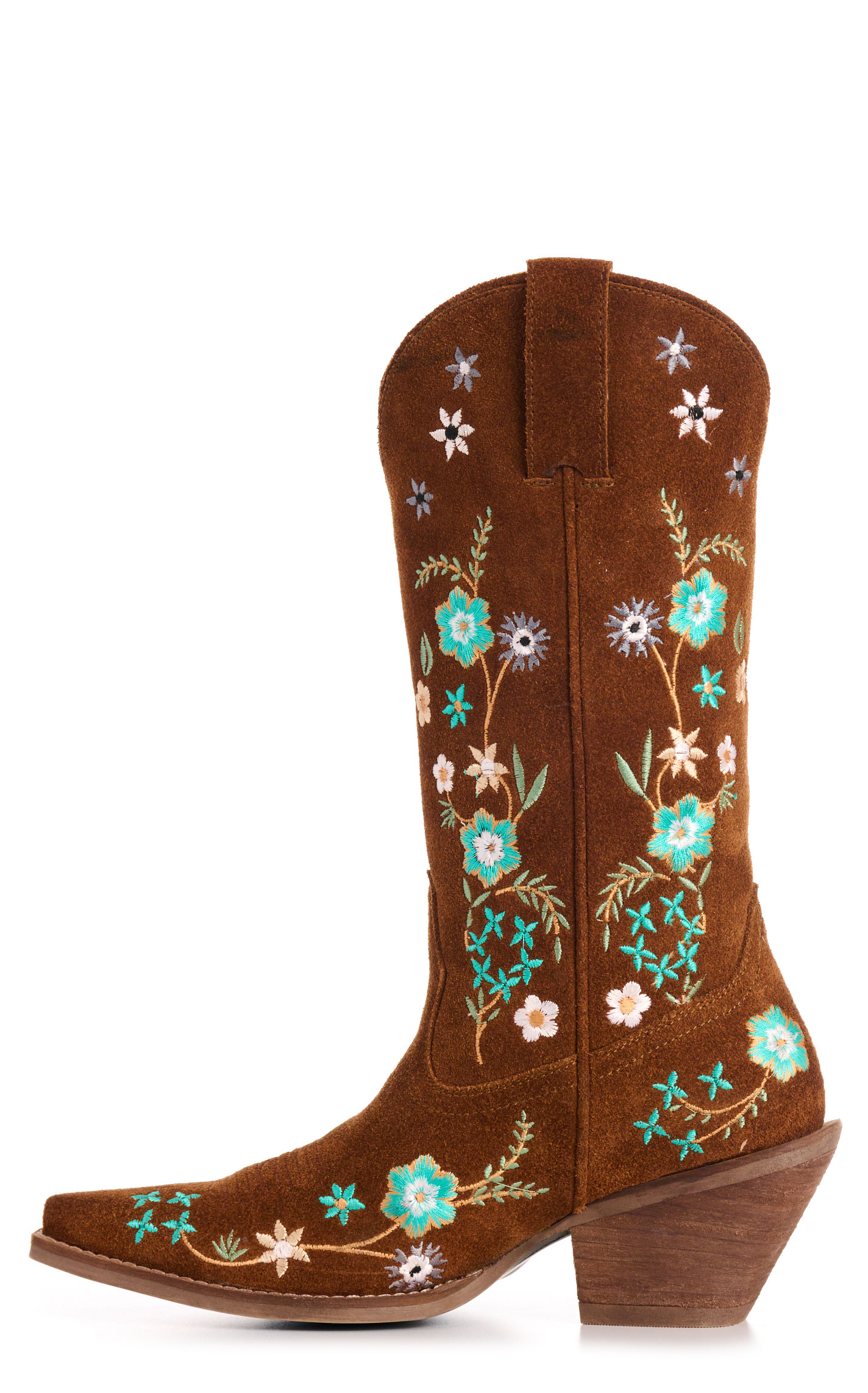 Rockin' C Women's Ginger with Floral Embroidery Roughout Snip Toe Cowboy Boots - Image 1