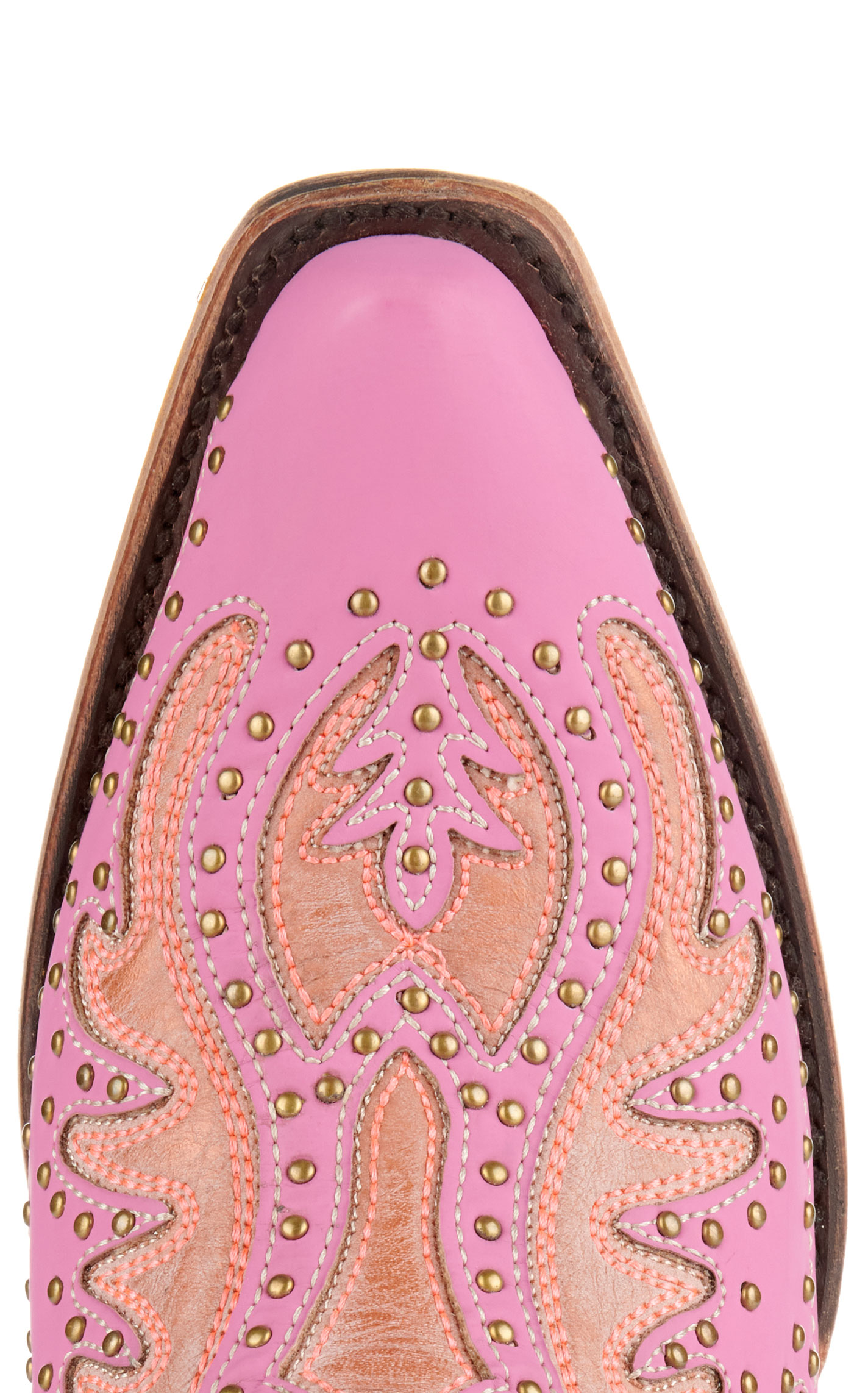 Corral Women's Light Pink with Hot Pink Overlay Black Light Snip Toe Cowboy Boots - Image 1