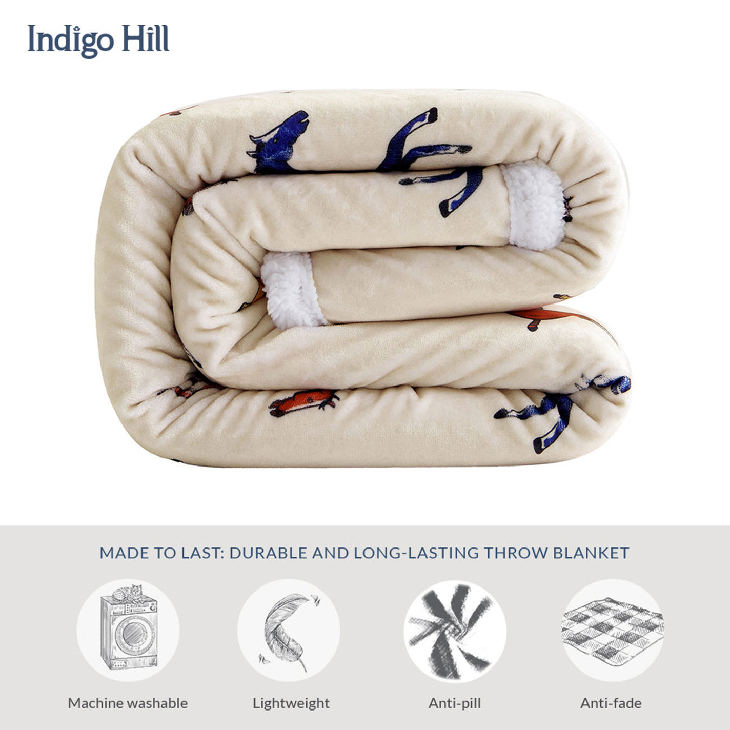 Indigo Hill Wild Horses Campfire Sherpa Throw - Image 4