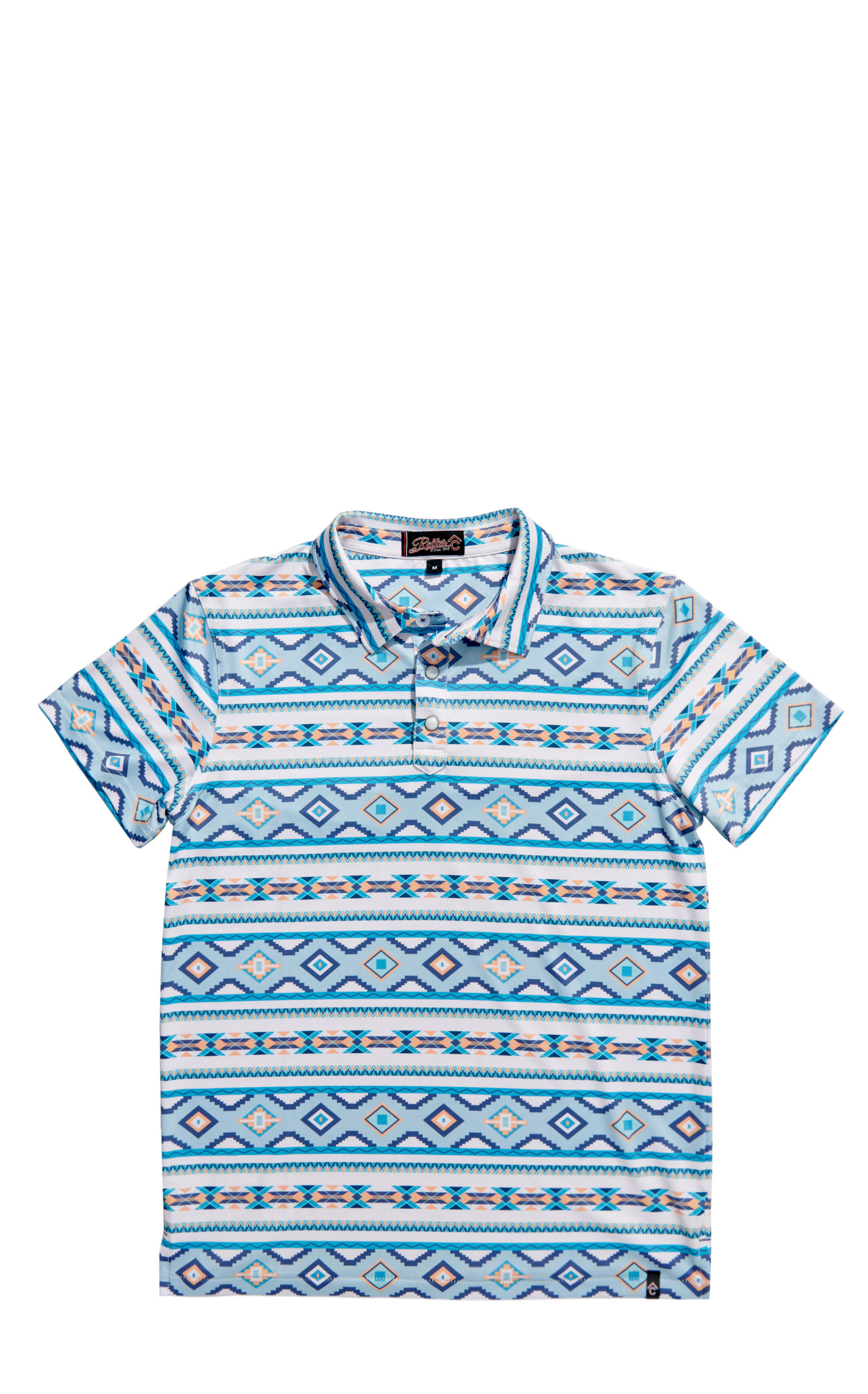Rafter C Boy's Blue & Goldenrod Aztec Stripe Polo Shirt - Image 1