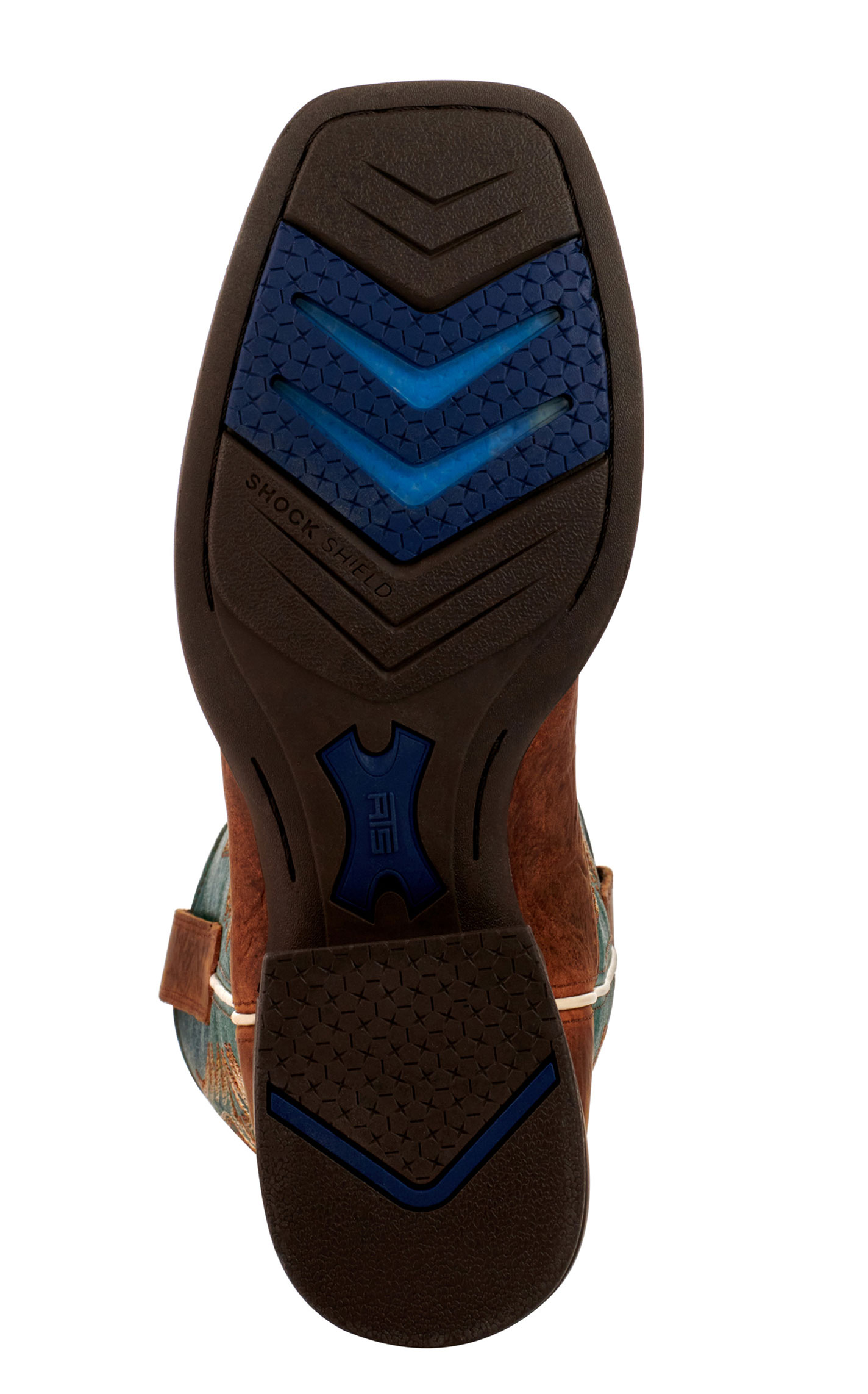 Ariat Men's Wild Thang Fiery Brown and Emerald Green Shock Shield Wide Square Toe Cowboy Boots - Image 1