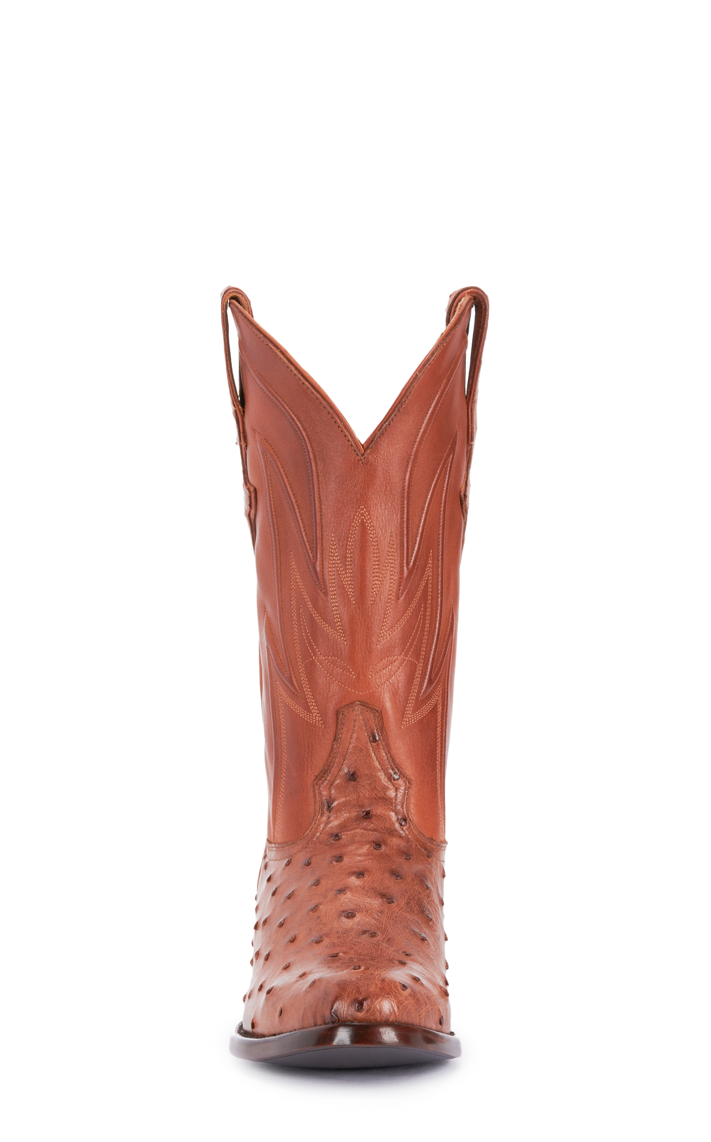 JRC & Sons Men's Jose Full Quill Ostrich Round Toe Exotic Cowboy Boot in Peanut Brittle - Image 1