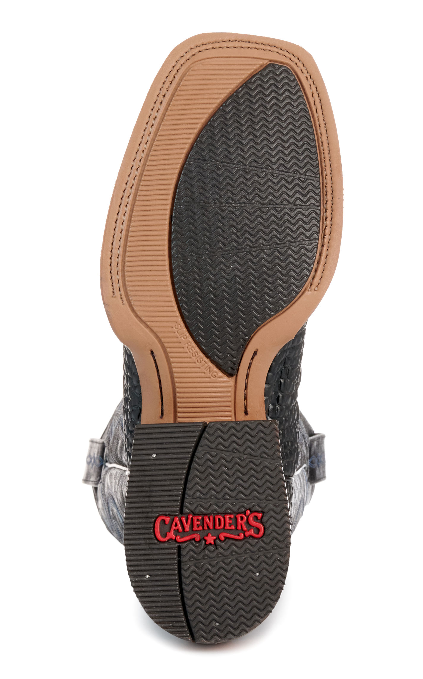 Cavender's Men's Intrepid Black Hornback Alligator Print and Gray Wide Square Toe Cowboy Boot - Image 1