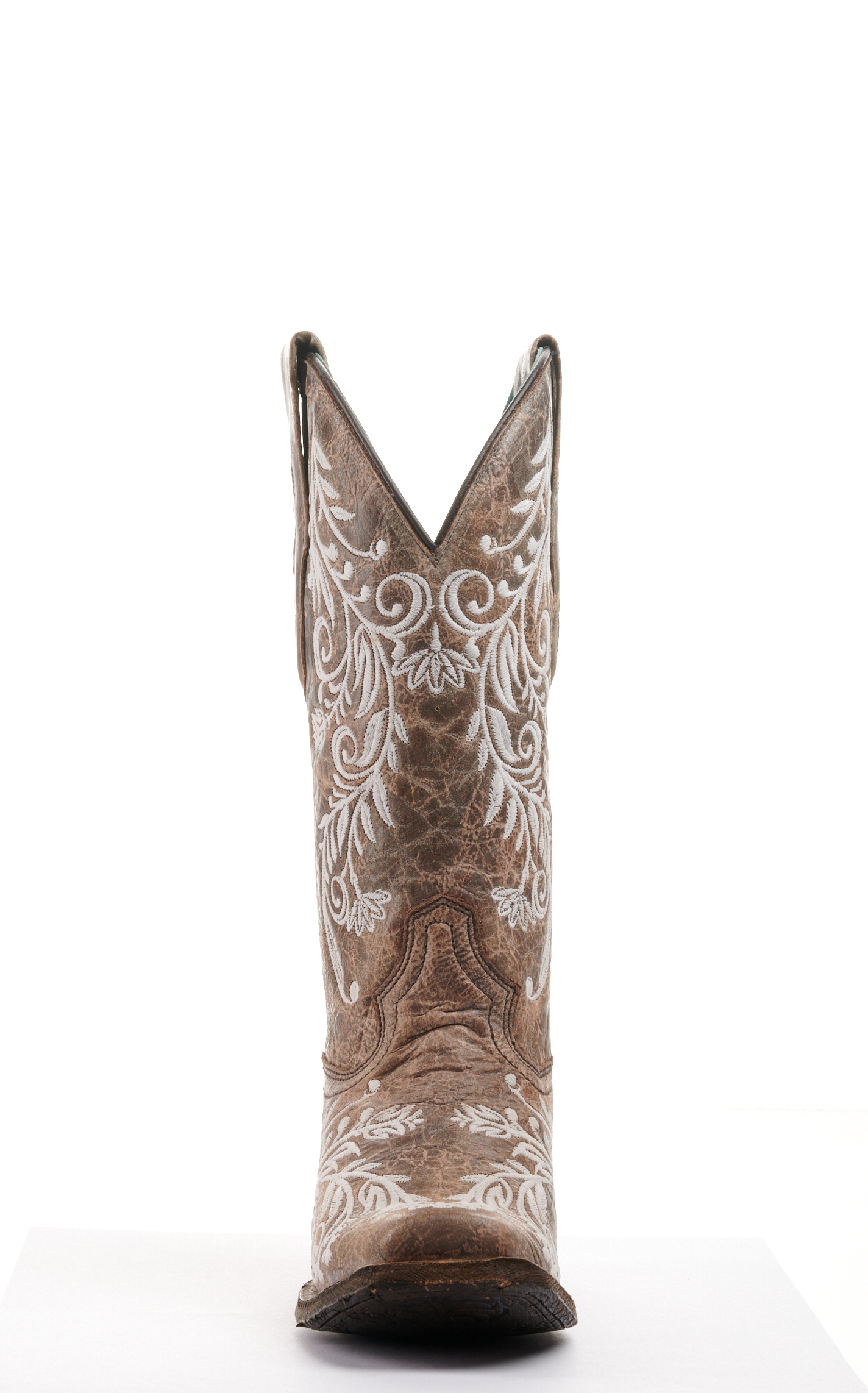 Corral Women's Brown and White Glow in the Dark Square Toe Cowboy Boots - Image 1