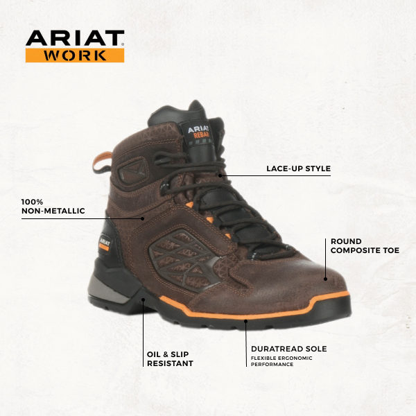 Ariat Men's Rebar Flex Chocolate Round Composite Toe Lace Up Work Boot - Image 1