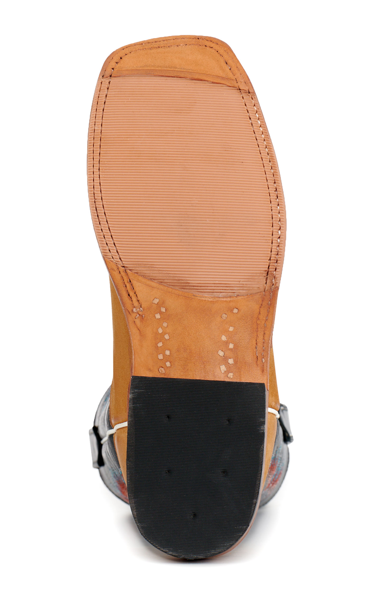 Anderson Bean Men's Crazy Horse Rust & Navy Kidskin Wide Square Toe Cowboy Boots - Image 1