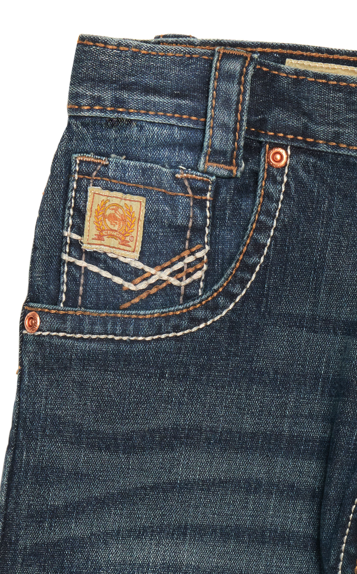 Cinch Boy's Dark Wash Mid Rise Embroidered Back Pockets Relaxed Fit Arena Flex Bootcut Jeans (4-7) - Image 1