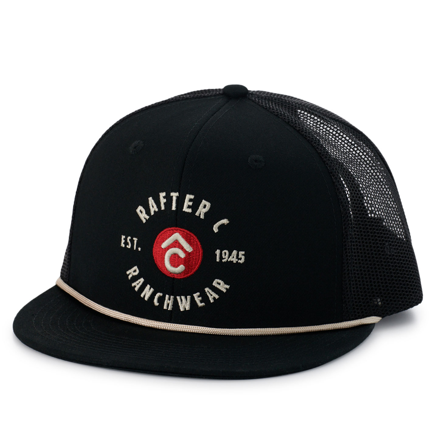 Rafter C Men's Black & Embroidered Circle Logo Cap - Image 1