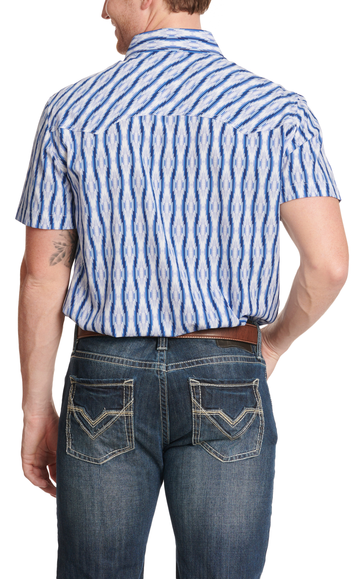 Panhandle Men's Performance Cornflower Aztec Print Western Shirt - Image 1