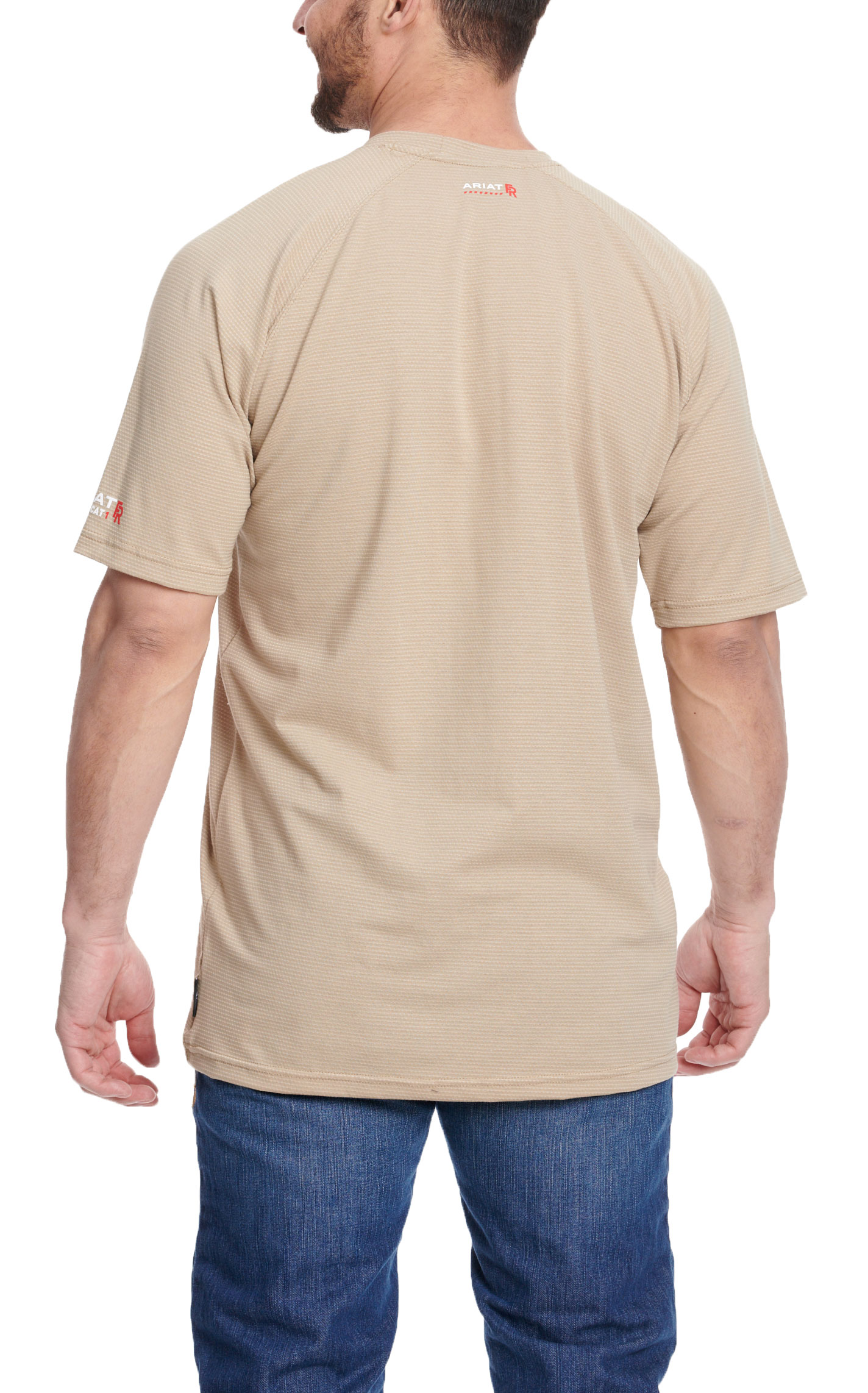 Ariat Men's FR Taupe Base-Layer Short Sleeve Work T-Shirt - Image 1
