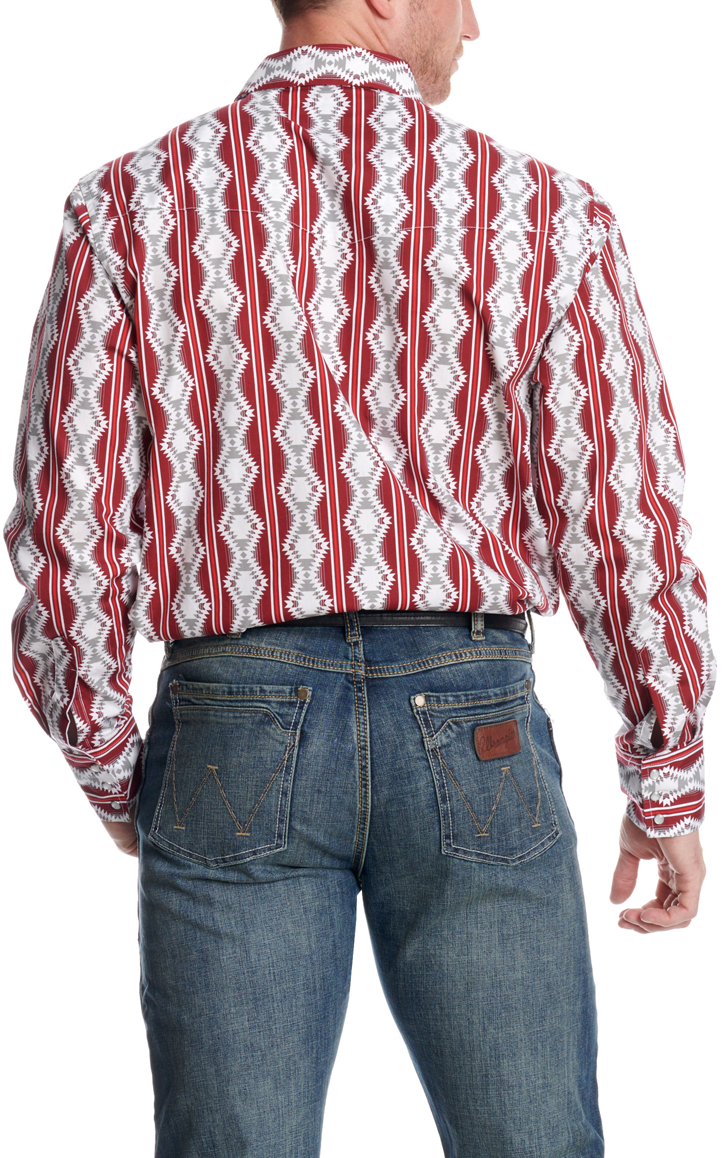Checotah Men's Red Aztec Print Western Shirt - Image 1
