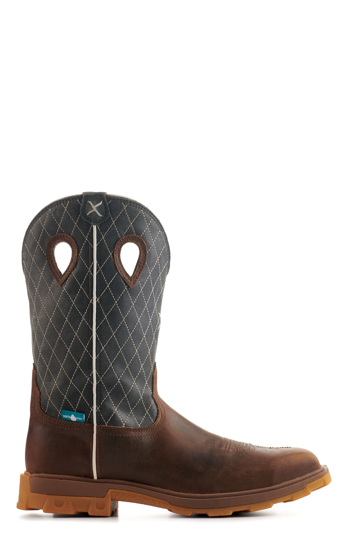 Twisted X Men's Brown and Dark Blue with Cross UltraLite X Wide Square Nano Composite Toe Work Boots - Image 1