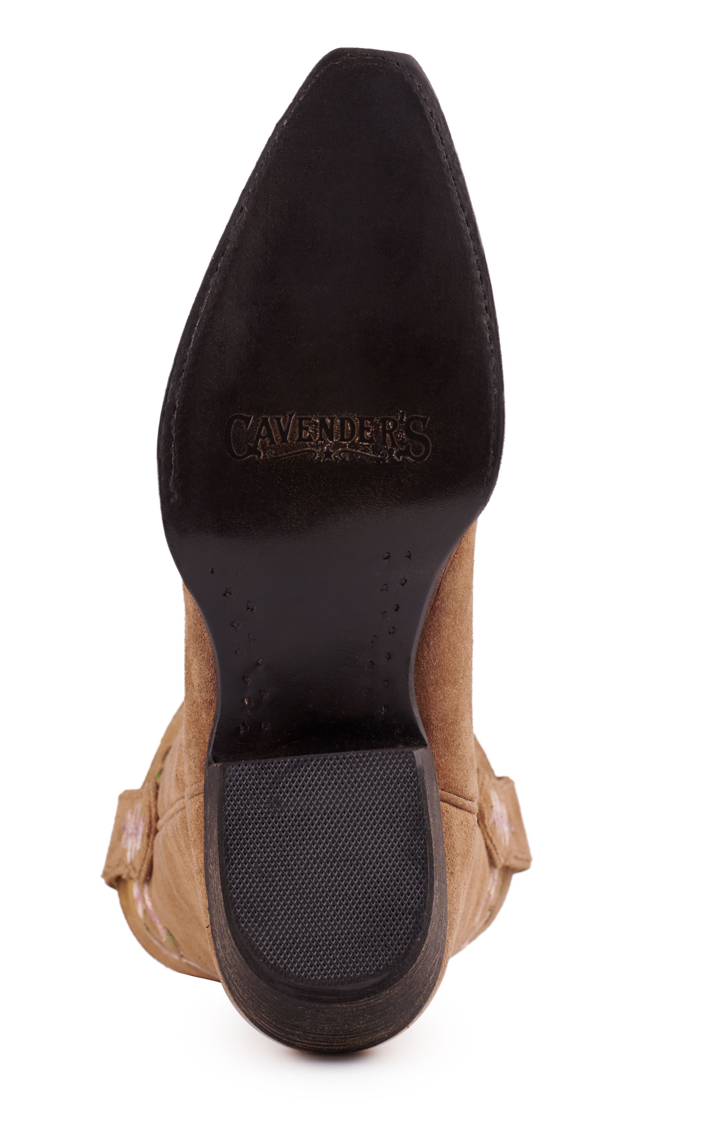 Cavender's Women's Brown Suede with Floral Embroidery Snip Toe Cowboy Boots - Image 1