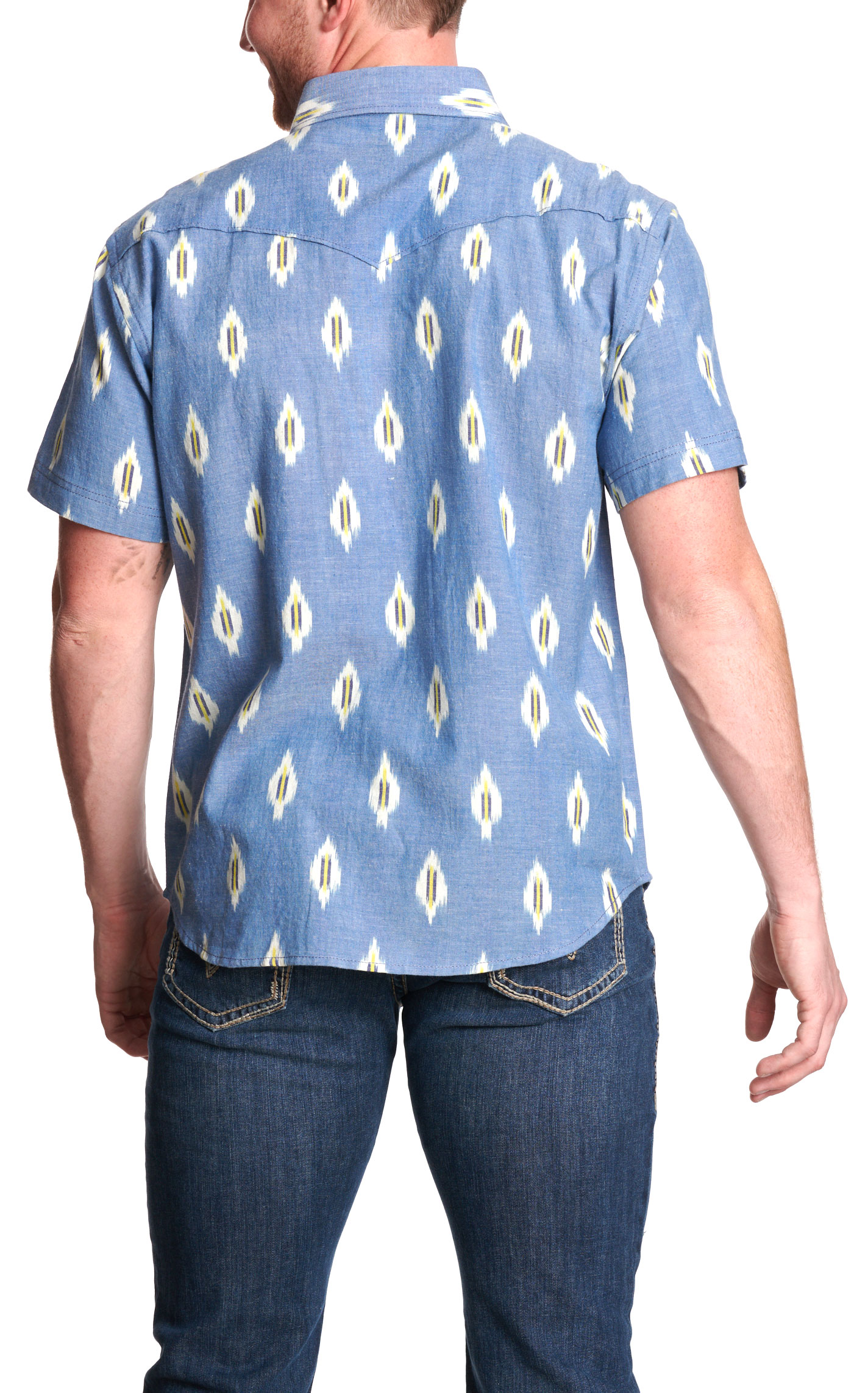 Panhandle Men's Aztec Clouded Blue Sky Western Shirt - Image 1