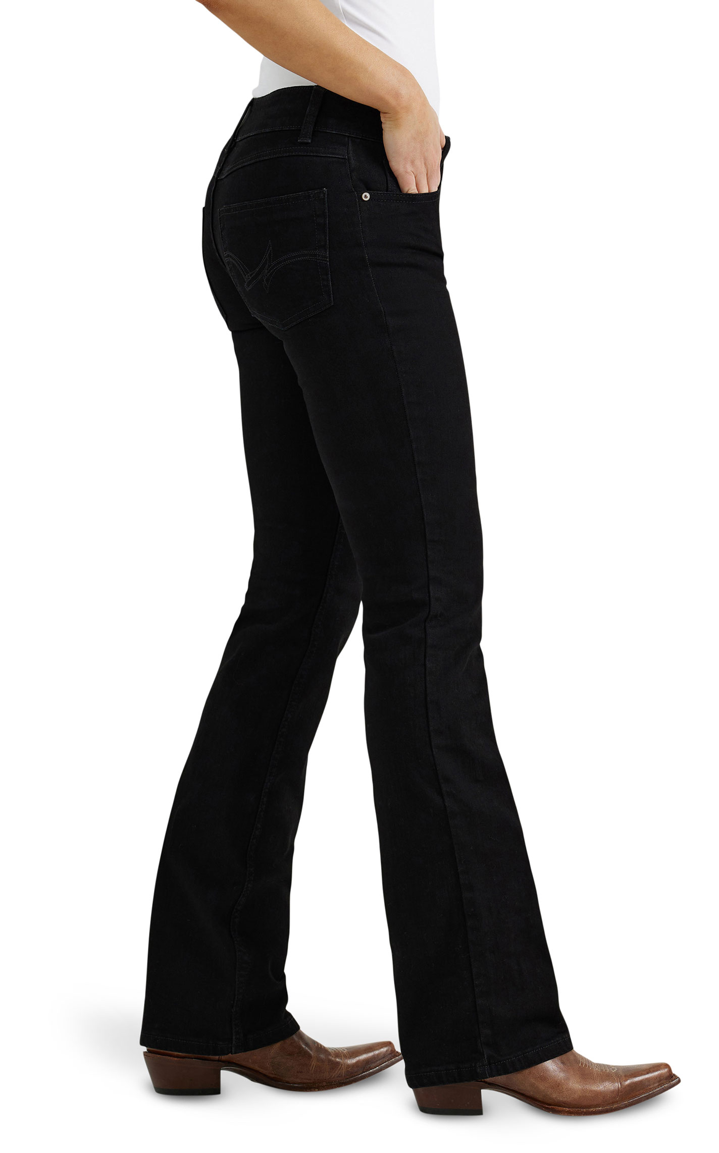 Wrangler Women's Black Mid Rise Boot Cut Jeans - Image 1