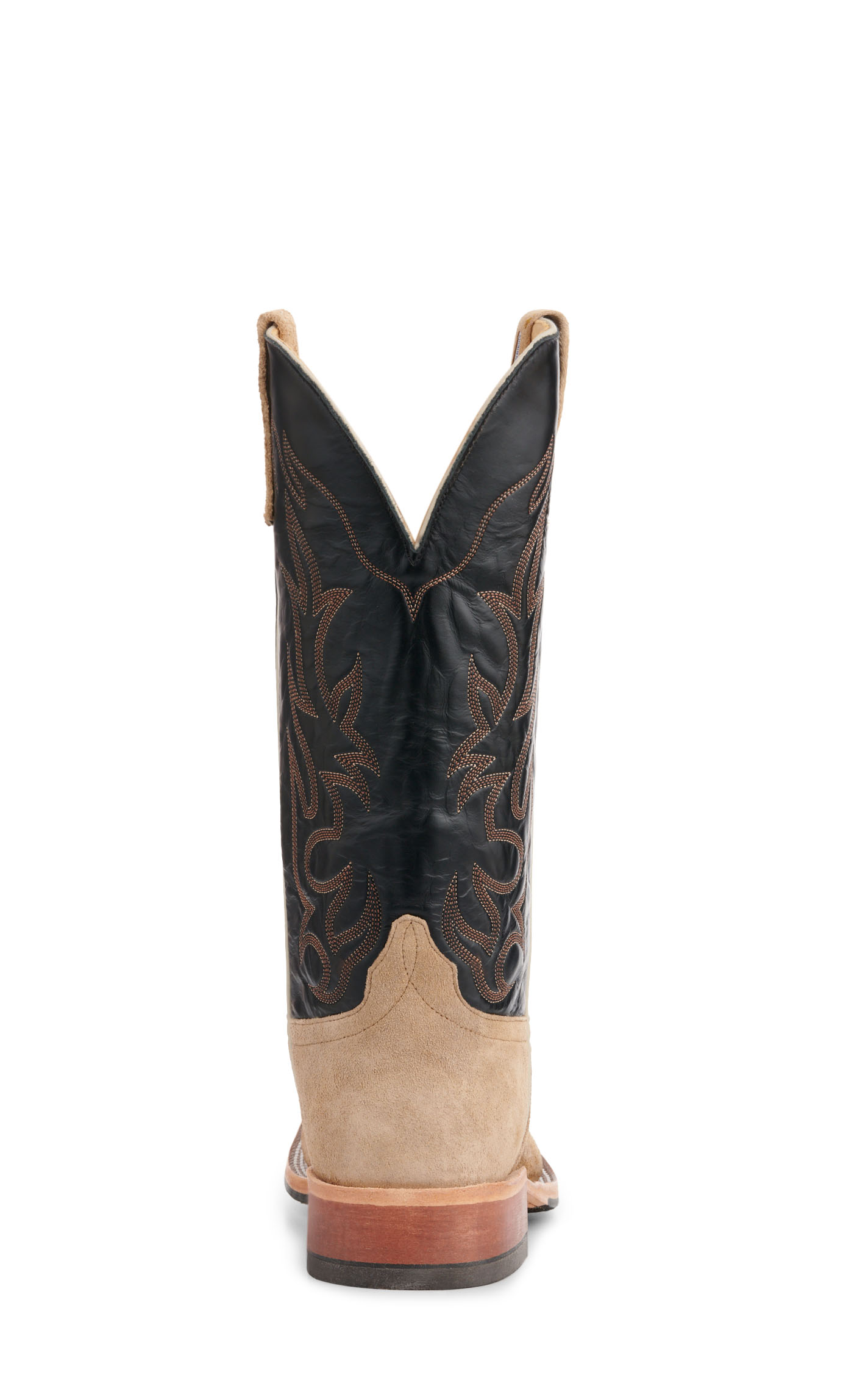 Anderson Bean Men's Tan Crazy Horse Roughout and Black Hybrid Wide Square Toe Cowboy Boots - Image 1