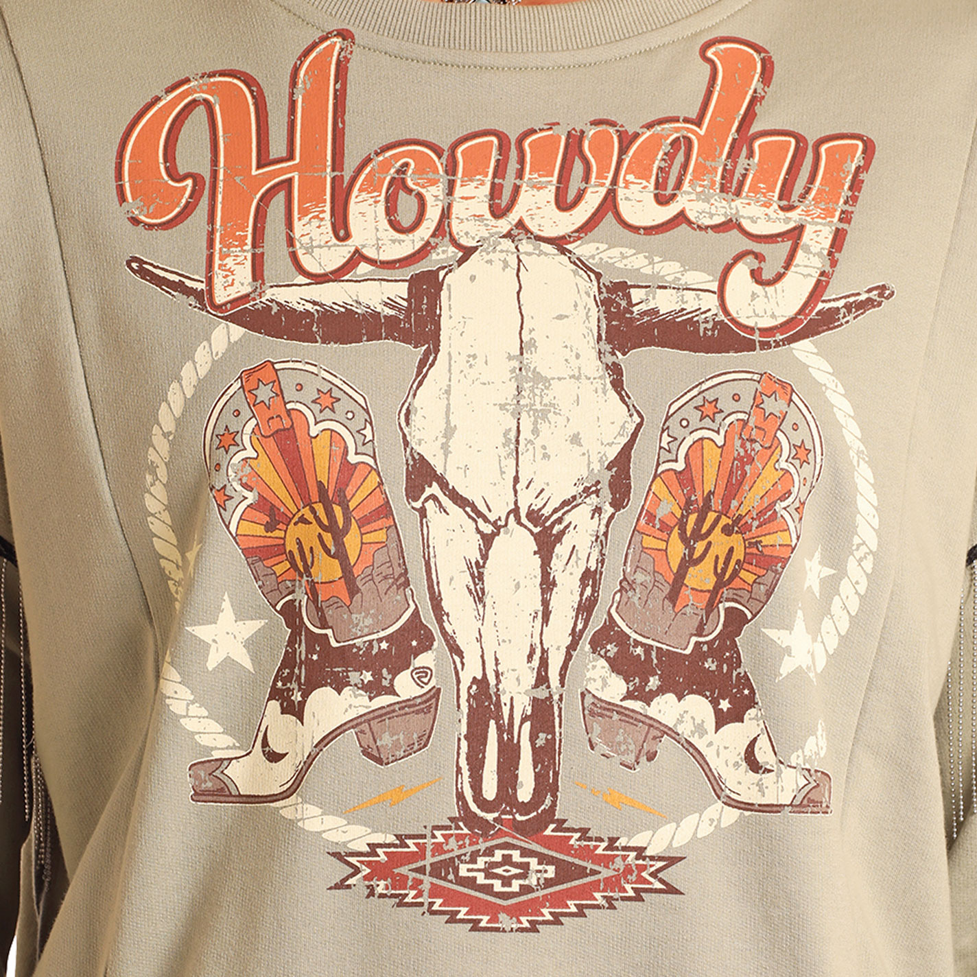 Rock & Roll Denim Women's Olive Howdy Graphic Pullover - Image 1