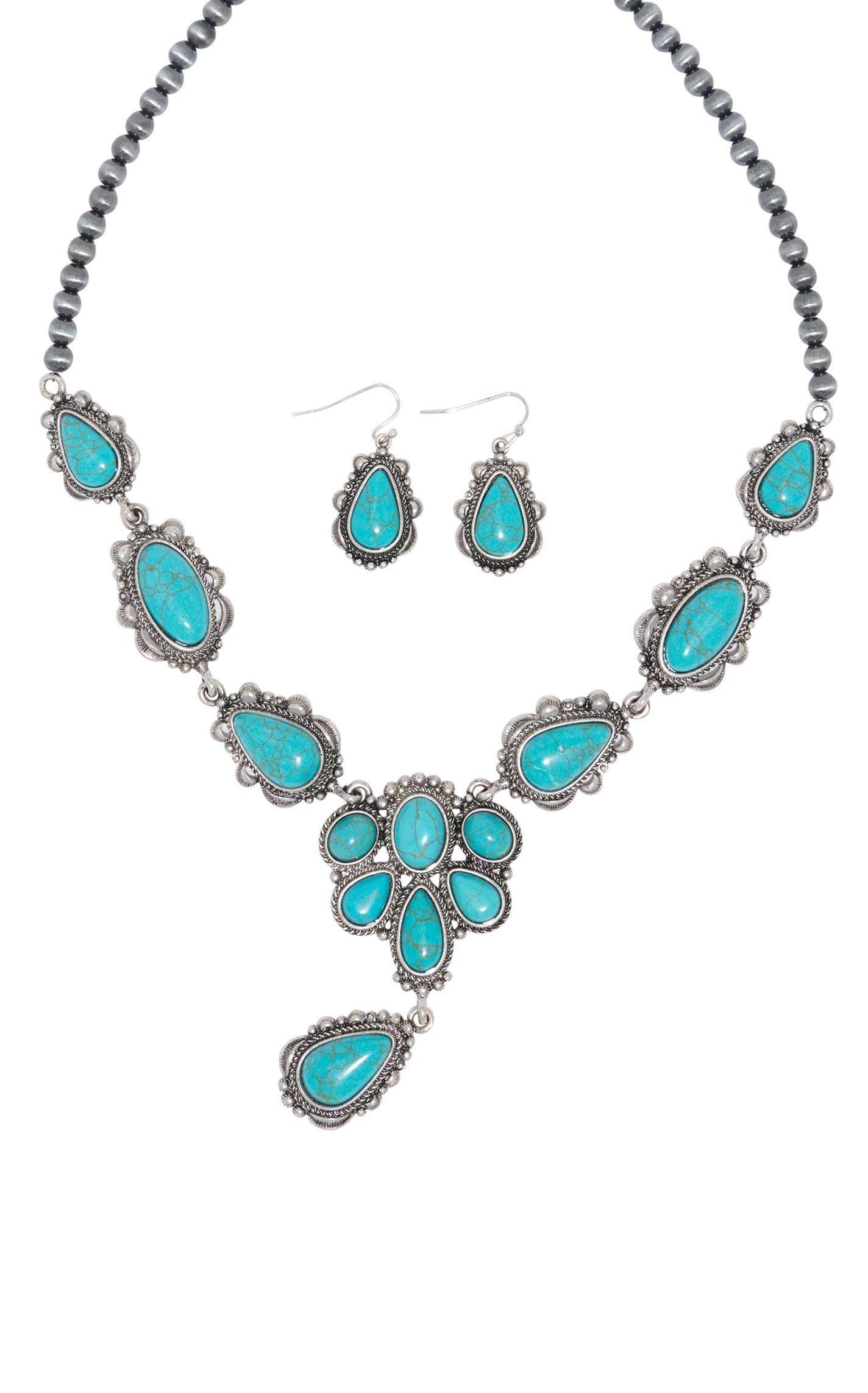 806 by Pink Panache Turquoise Teardrop Jewelry Set - Image 1