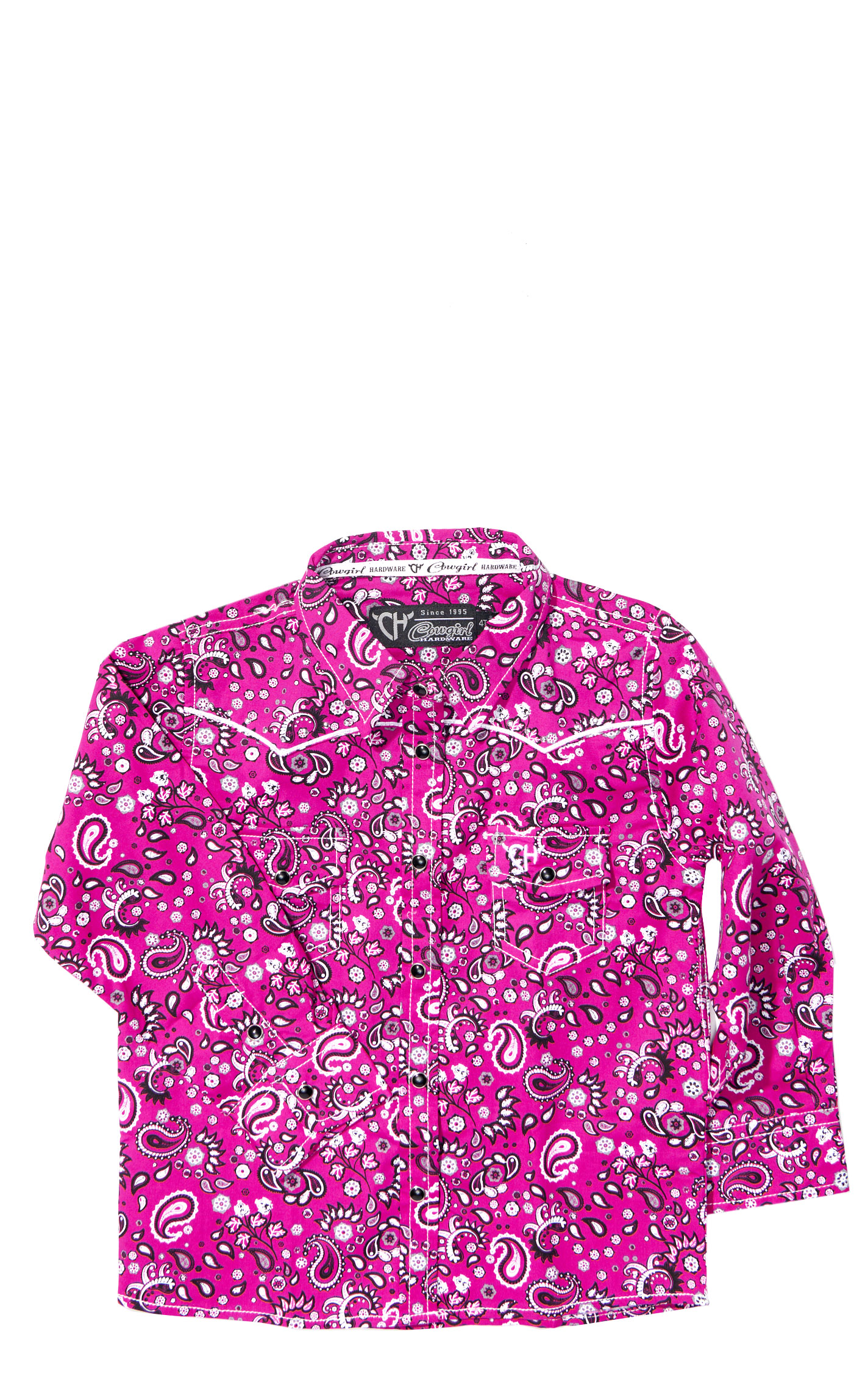 Cowgirl Hardware Girl's Black & Berry Paisley Western Shirt - Image 1