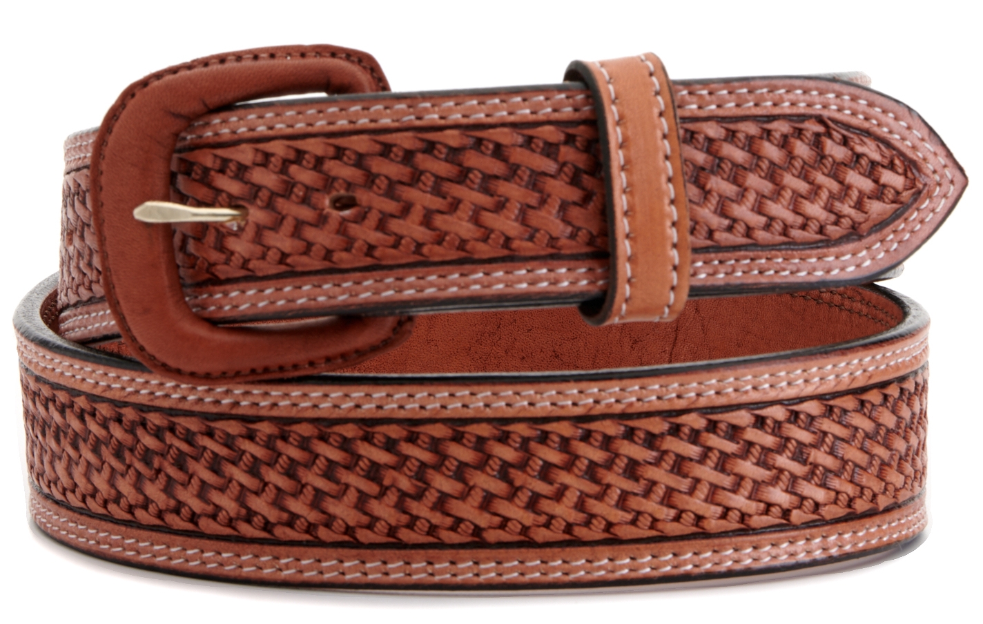 Vogt Men's Russet Brown Basket Weave Western Belt - Image 1