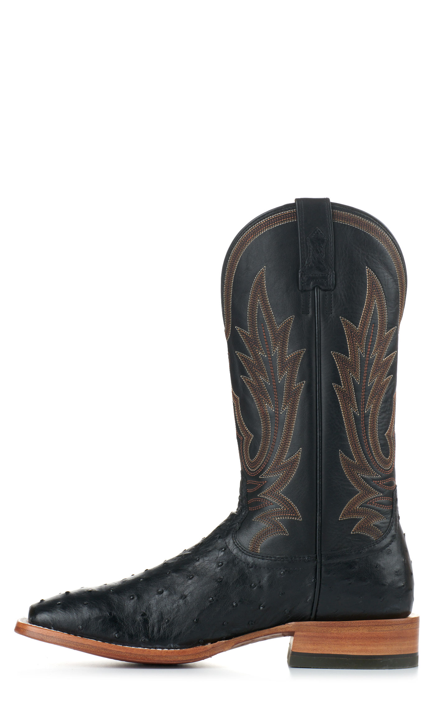 Ariat Men's Showboat Black TekStep Full Quill Ostrich Wide Square Toe Exotic Cowboy Boots - Image 1