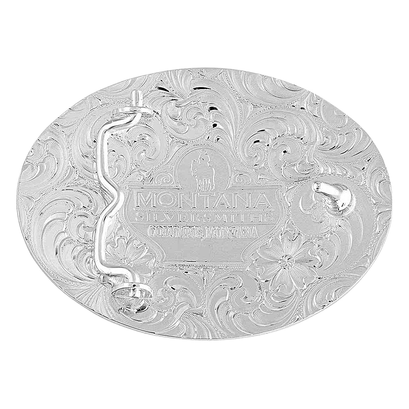 Montana Silversmiths Gold and Silver with Black Underlay Tooled Texas State Belt Buckle - Image 1