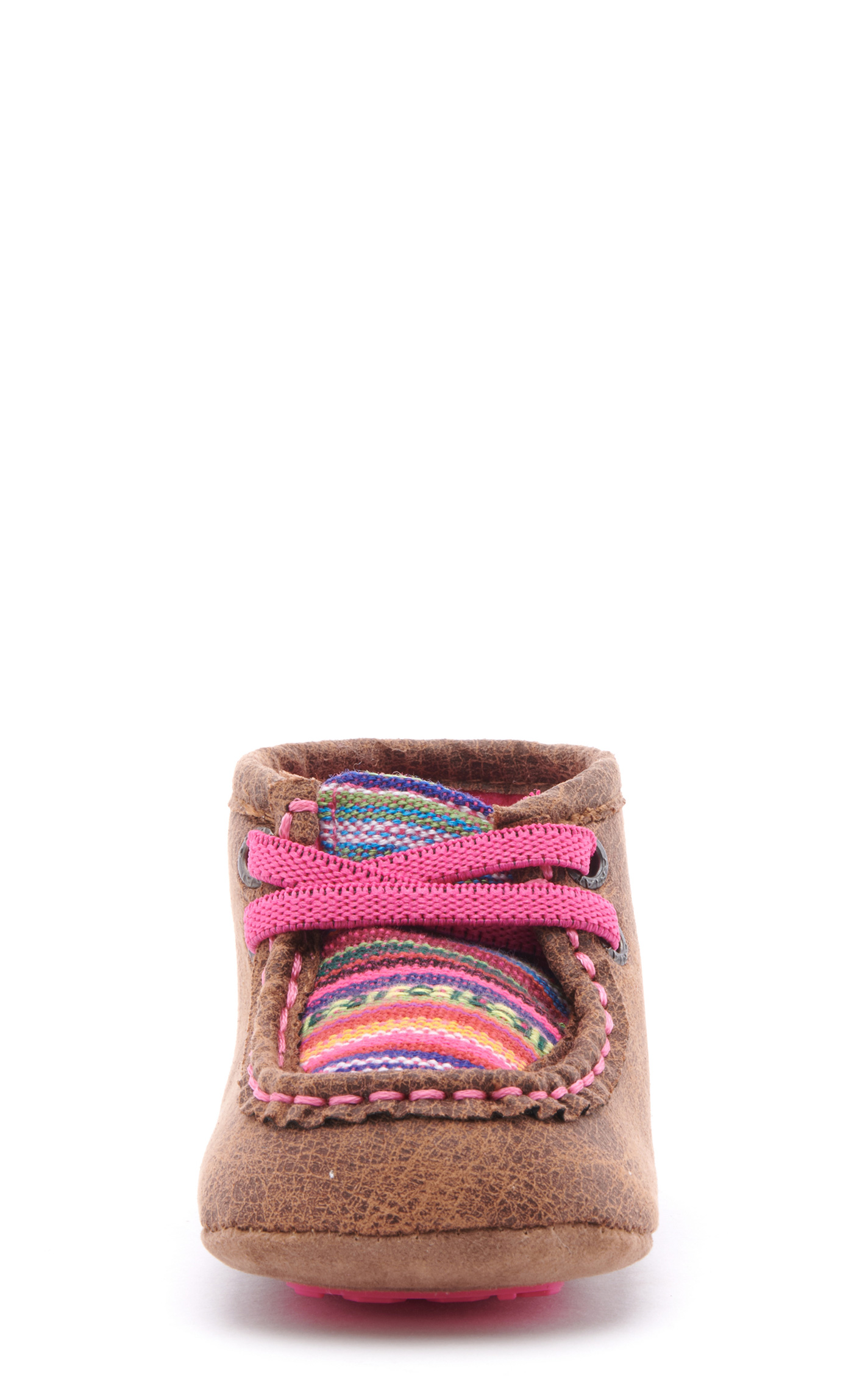 Ariat Infant Lil Stompers Brown and Pink Serape Print Moc Toe Shoes - Image 1